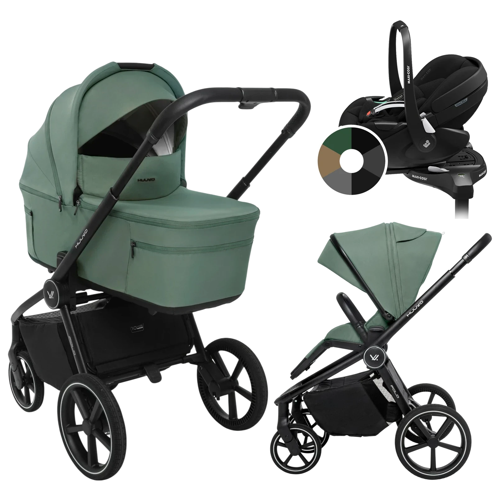 Muuvo Fold + Maxi-Cosi Pebble 360 Pro2 + baza + GRATIS - 4w1 | Pine Green