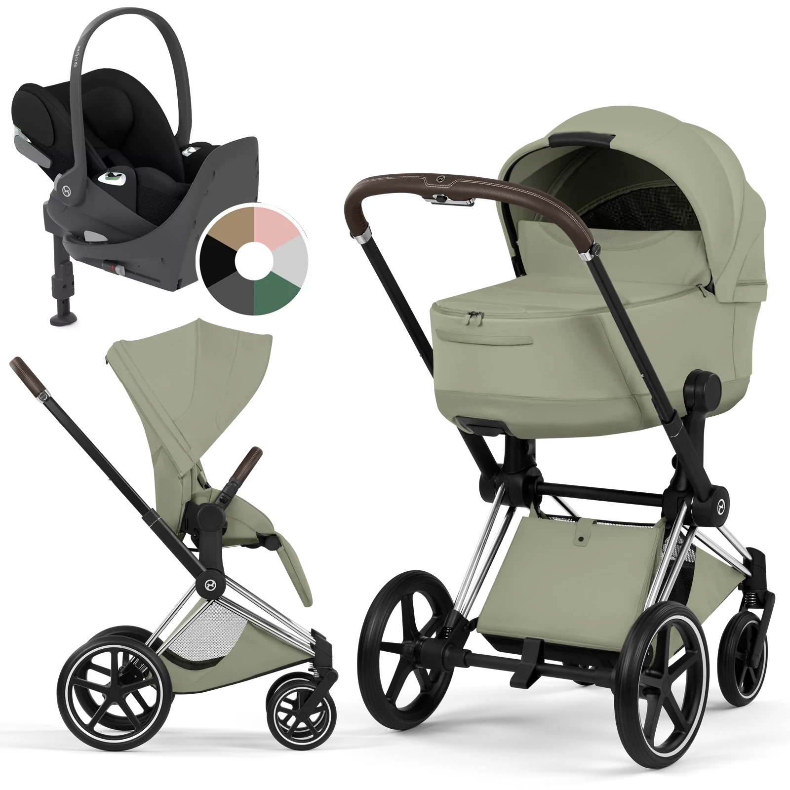 Cybex Priam 5.0 - wózek 4w1 | Sage Green - Chrome (Style)