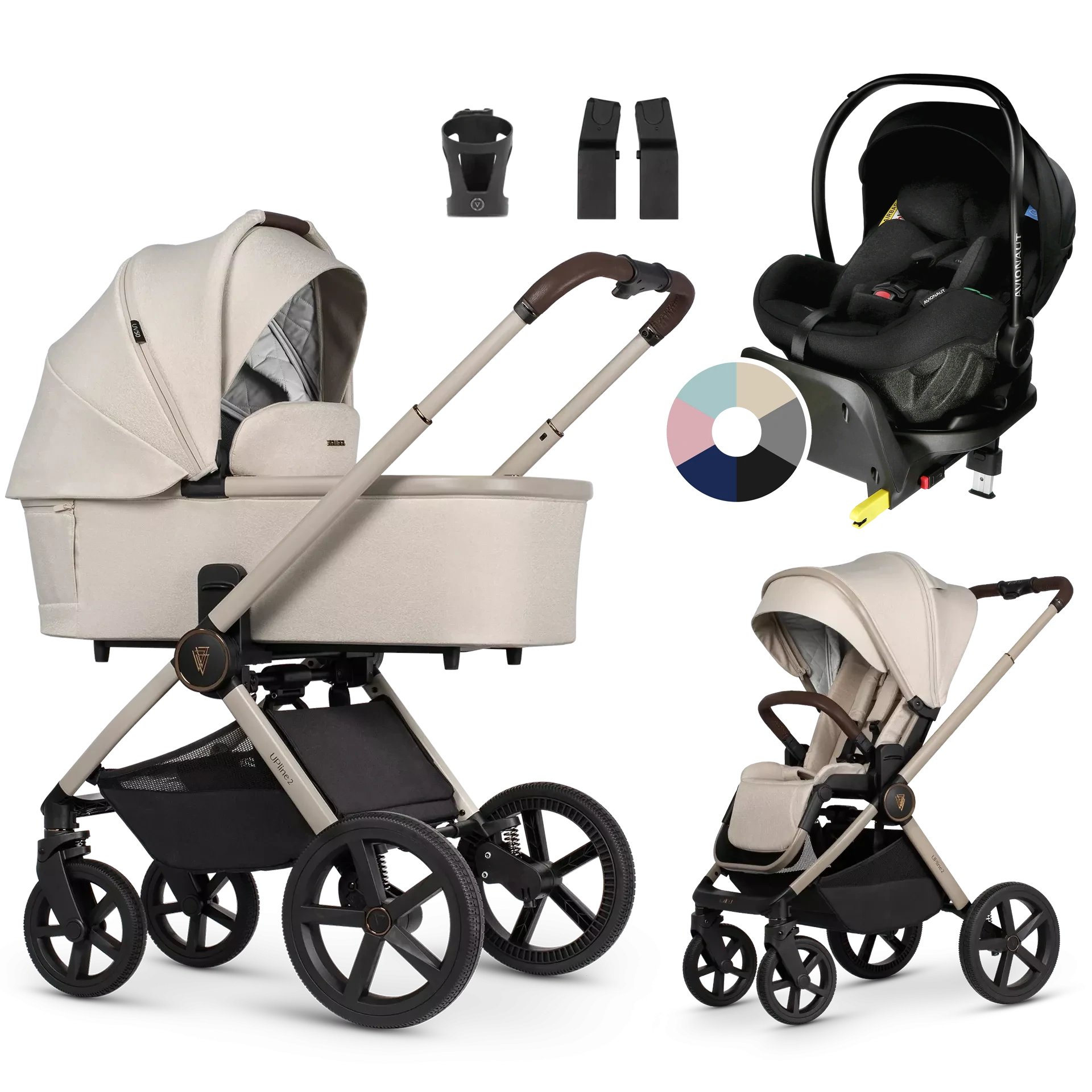 Venicci Upline 2 + Avionaut Pixel Pro 2.0 C + baza IQ Orbit +AKCESORIA - 4w1 | Stone Beige