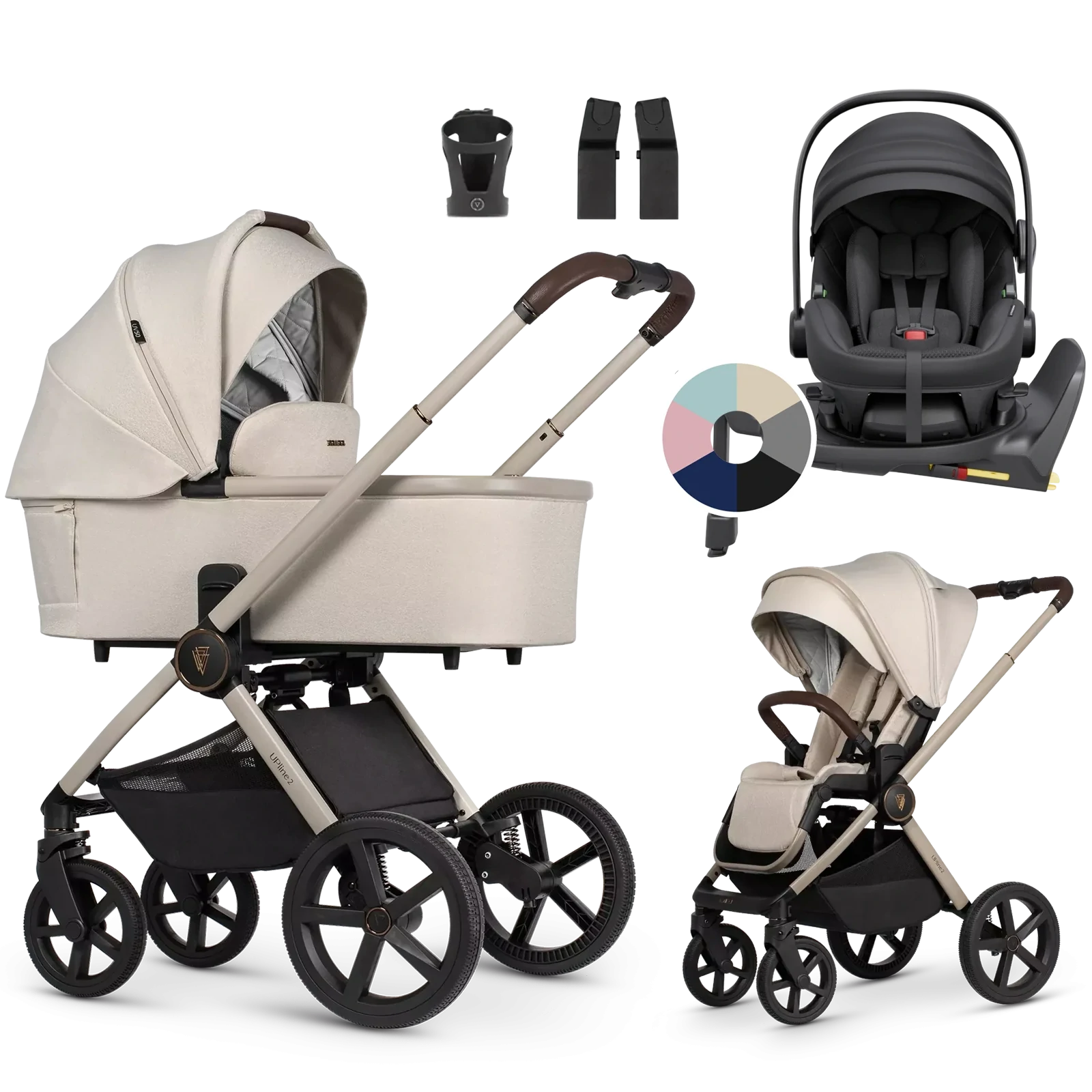 Venicci Upline 2 + Avionaut Pixel 3 + baza IQ Orbit + AKCESORIA - 4w1 | Stone Beige