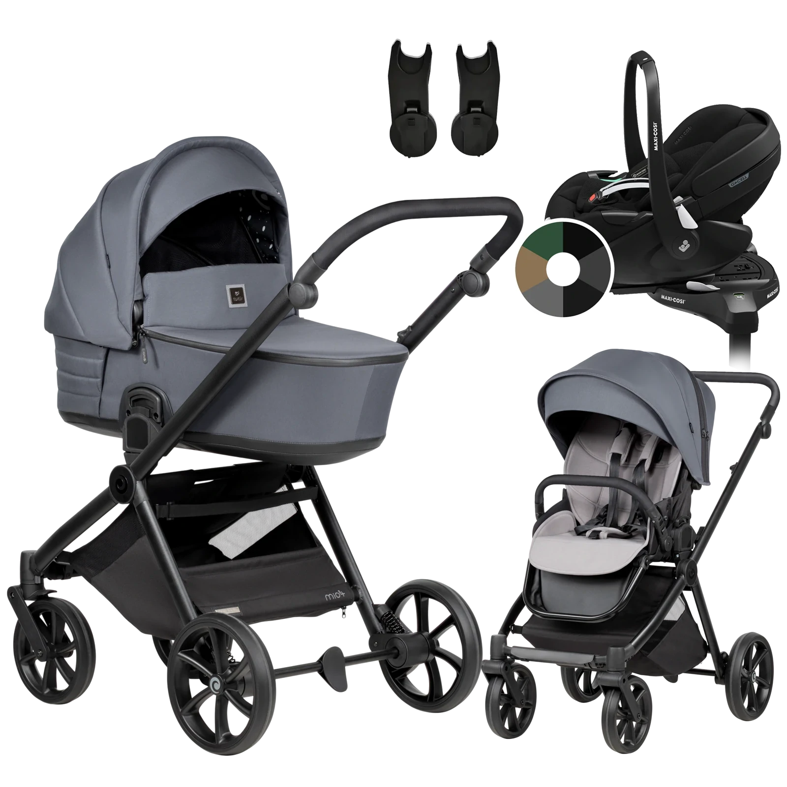 Tutis Mio 3 Plus + Maxi-Cosi Pebble 360 Pro2 + baza + GRATIS - 4w1 | 103 Dark Grey