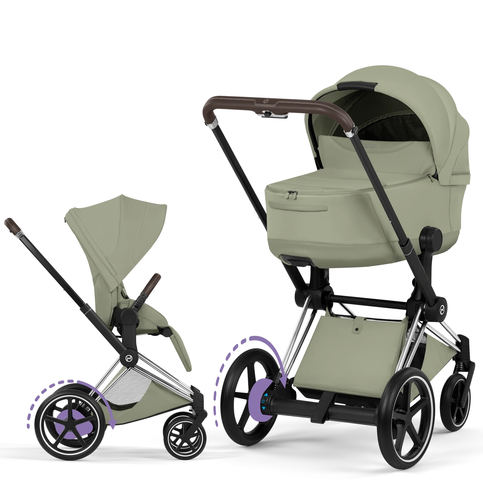Cybex e-Priam 5.0 - wózek 2w1 | Sage Green - Chrome (Style)