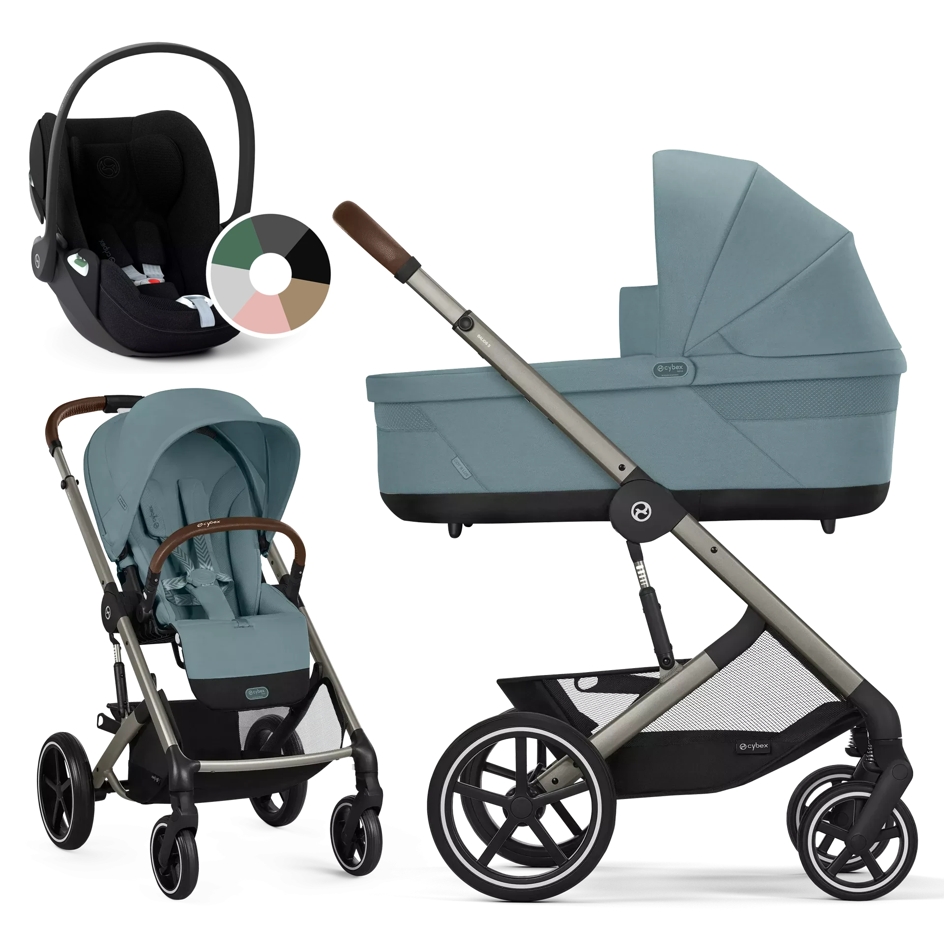 Cybex Balios S Lux + fotelik Cybex Cloud T i-Size - wózek 3w1 | Stormy Blue
