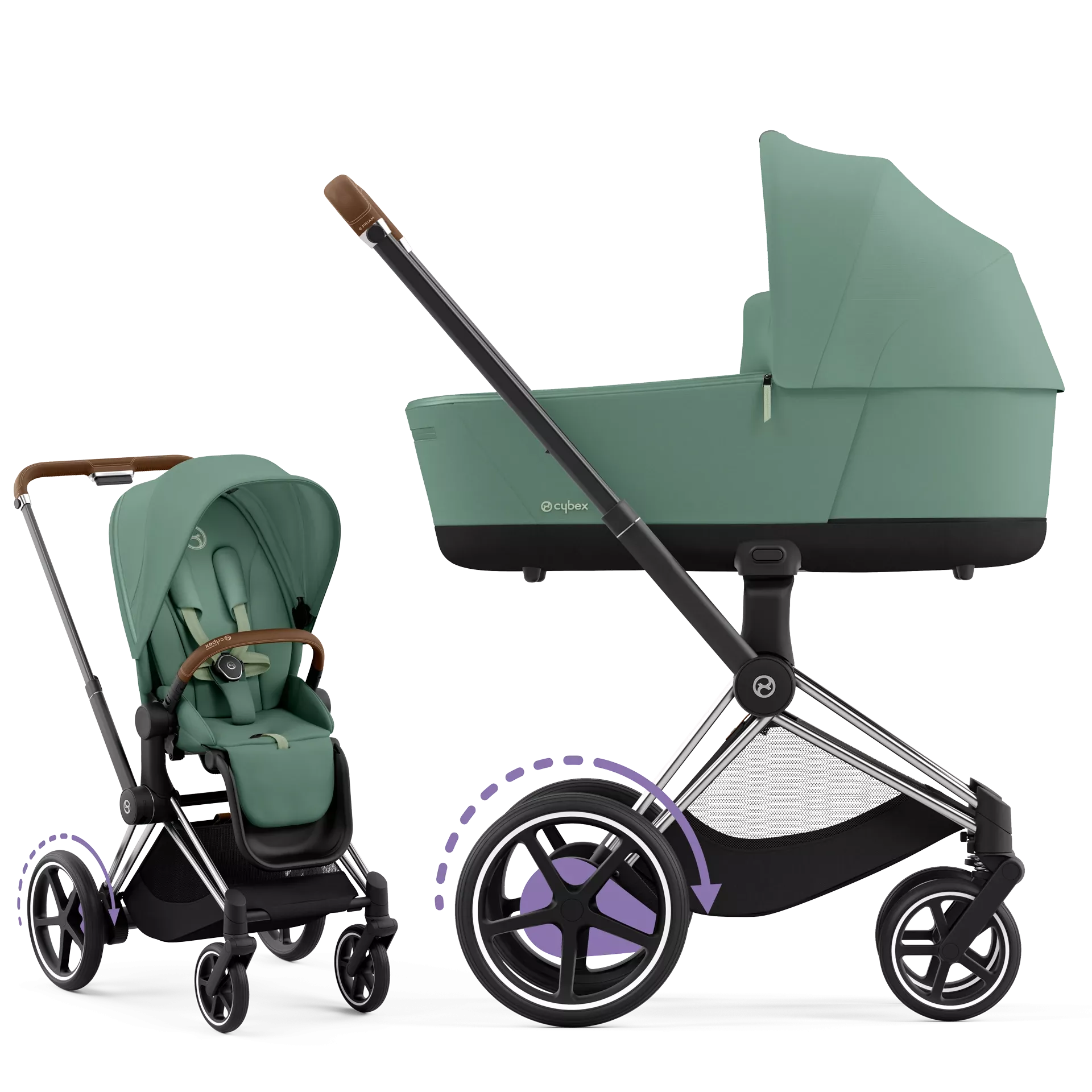 Cybex e-Priam 4.0 - 2w1 | Leaf Green (Chrome Brown Frame)