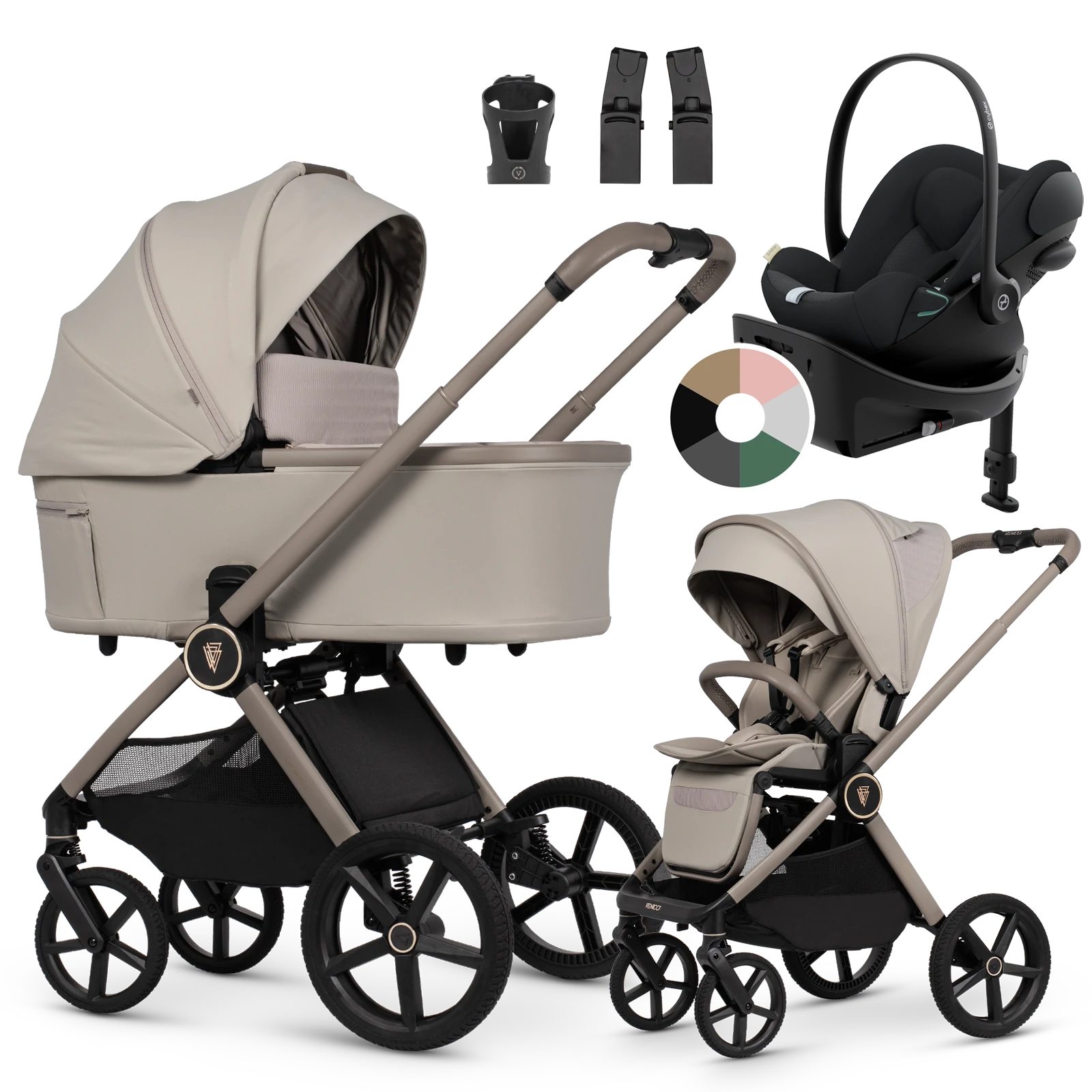 Venicci Upline 3 + Cybex Cloud G3 + baza G3 + AKCESORIA - 4w1 | Pebble