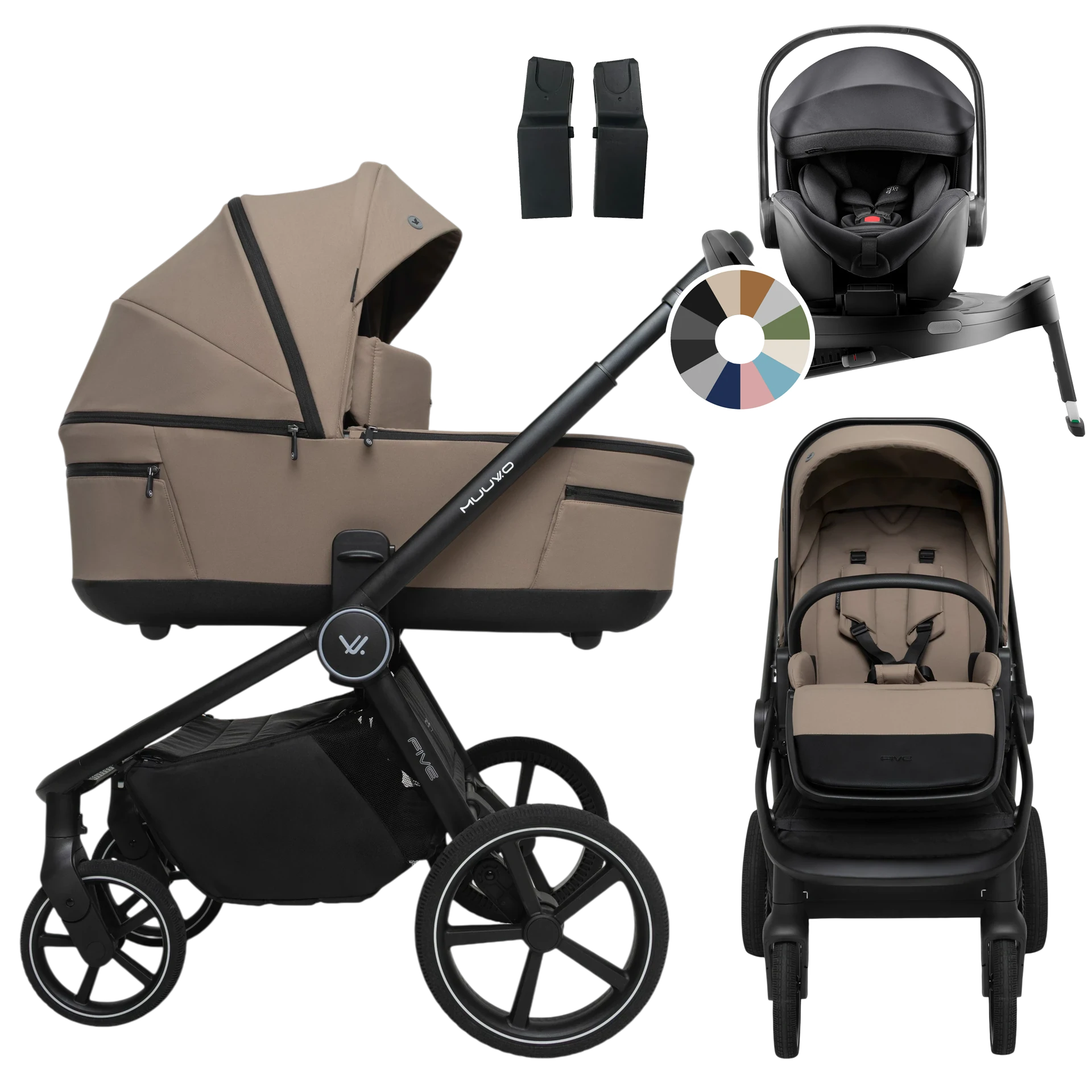 Muuvo Five + Britax Römer Baby-Safe Pro + baza Vario 5Z +GRATIS - 4w1 | Mokka