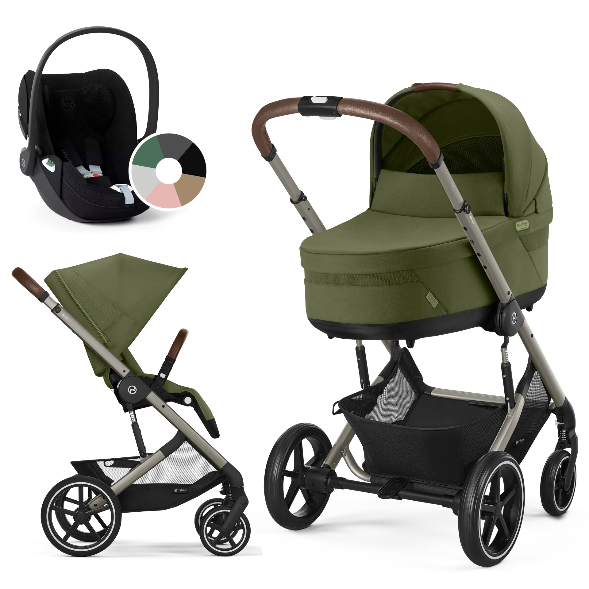 Cybex Balios S Lux + Cybex Cloud T i-Size - wózek 3w1 | Moss Green