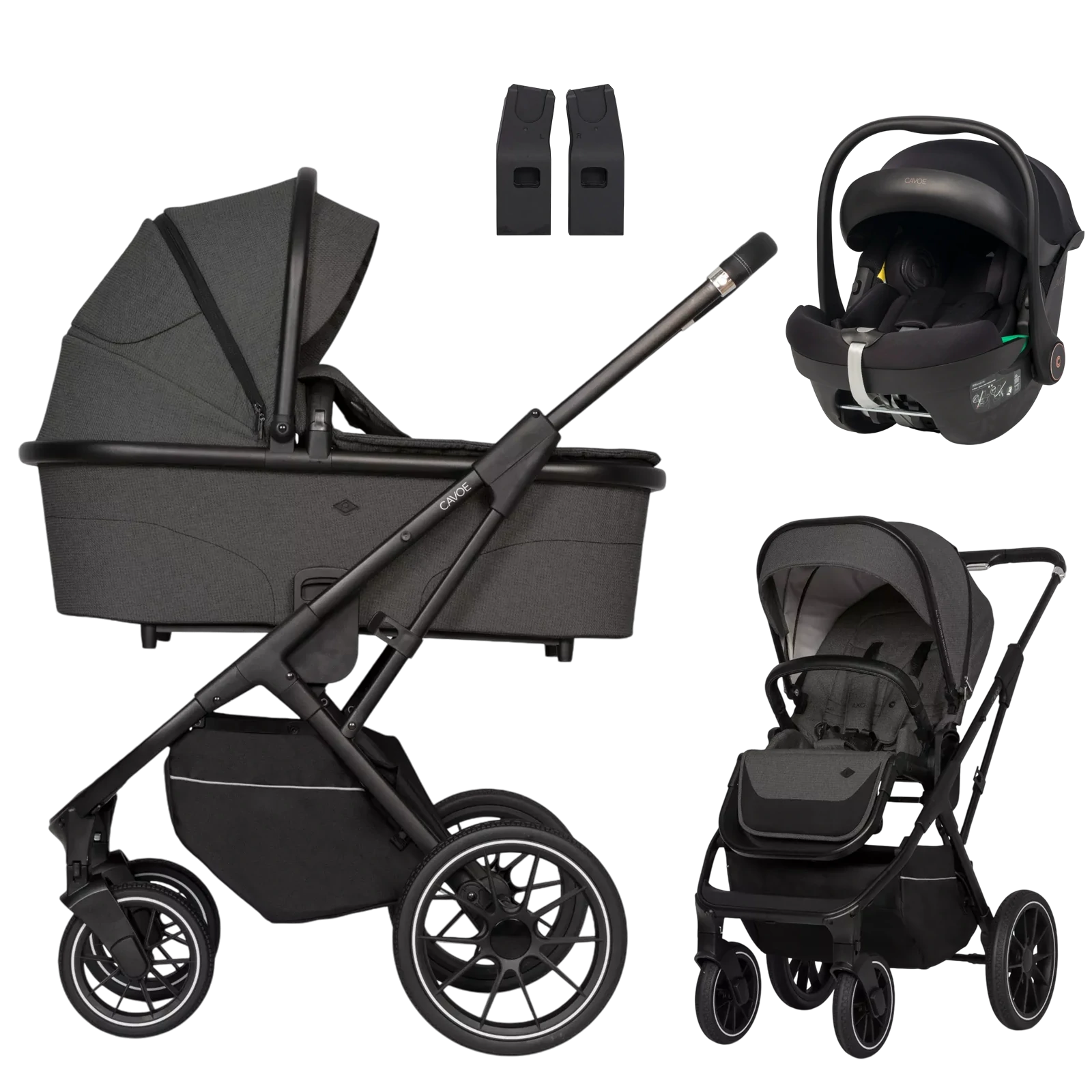 Cavoe Axo Comfort + Cavoe Peu +GRATIS - wózek 3w1 | Shadow