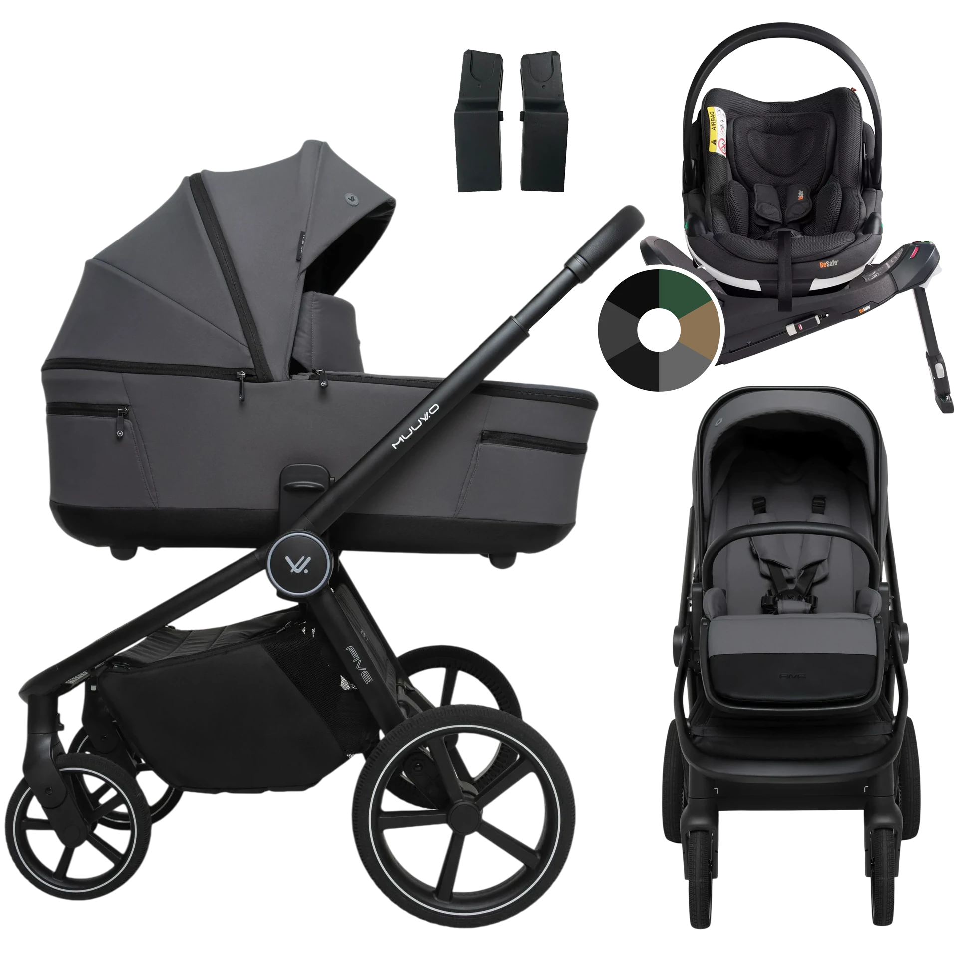 Muuvo Five + BeSafe Go Beyond + baza Beyond +GRATIS - 4w1 | Iron Graphite