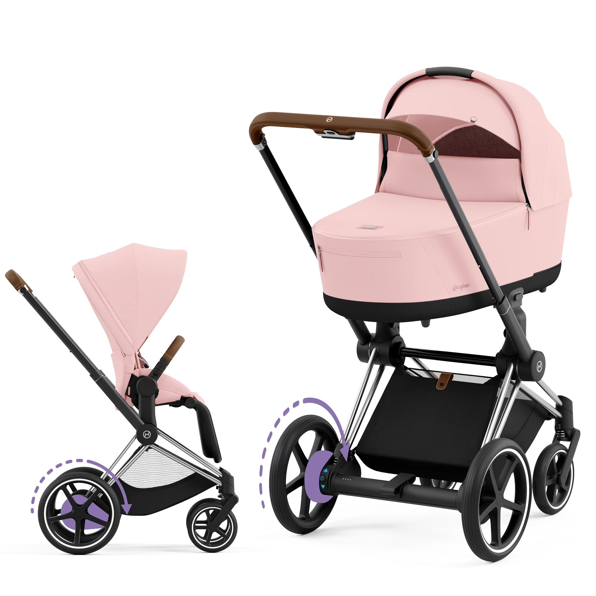 Cybex e-Priam 4.0 - 2w1 | Peach Pink (Chrome Brown Frame)
