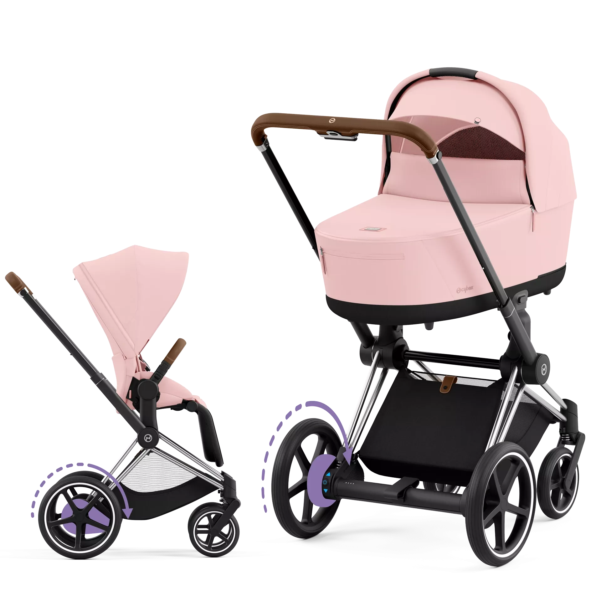 Cybex e-Priam 4.0 - 2w1 | Peach Pink (Chrome Brown Frame)