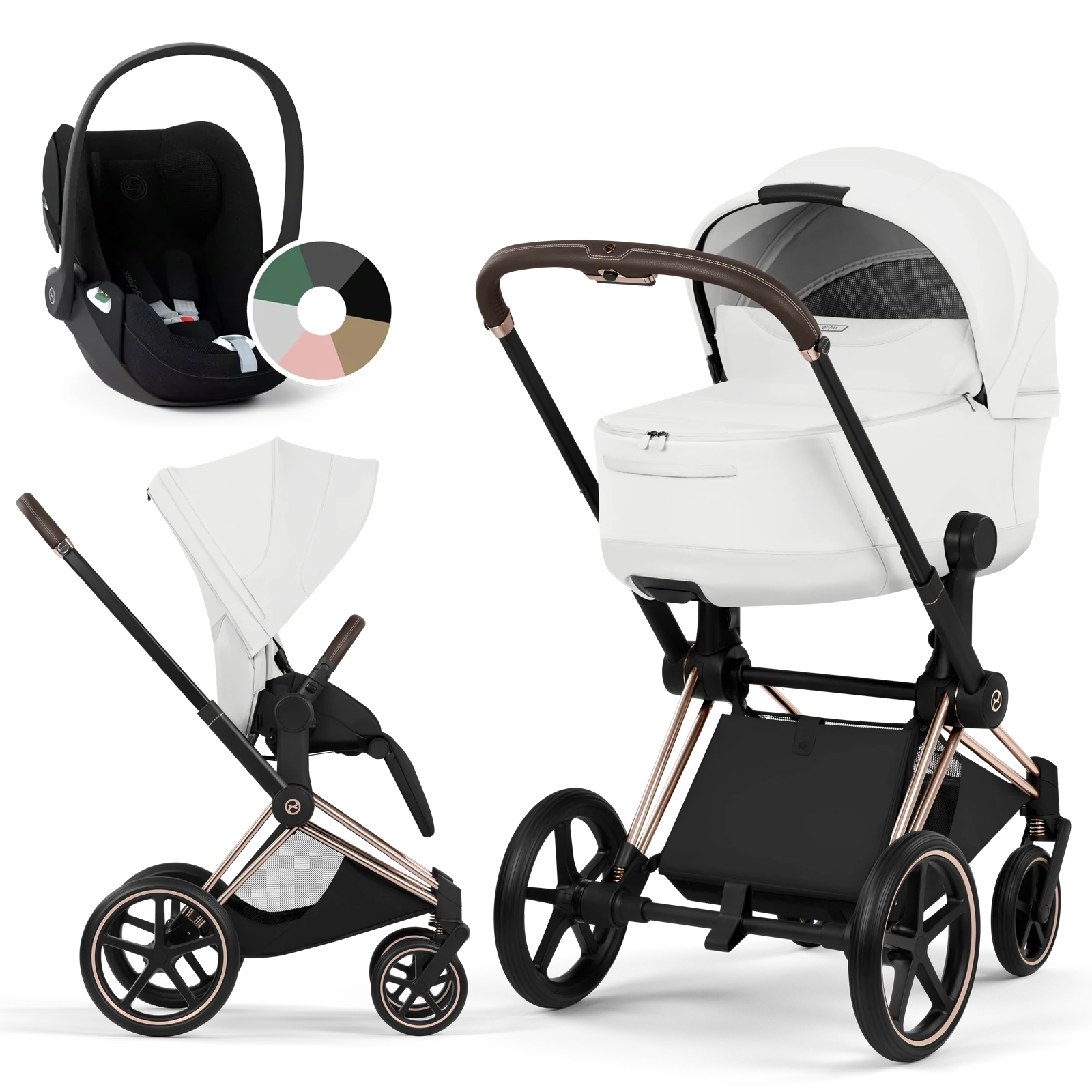 Cybex Priam 5.0 - wózek 3w1 | Off White - Rosegold (Style)