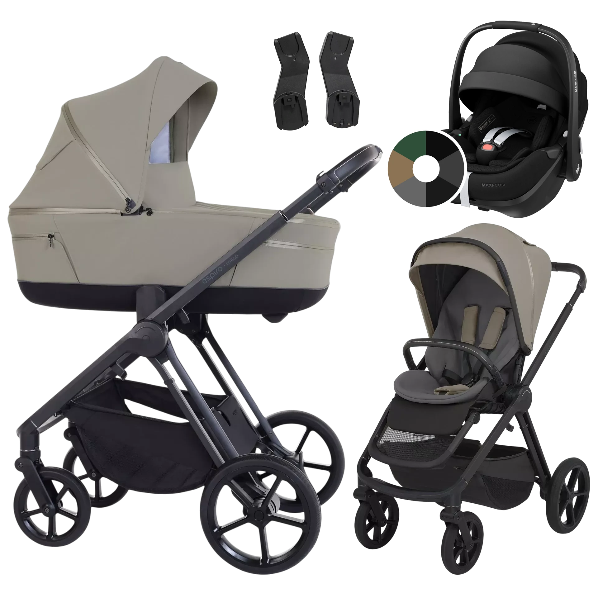Espiro Miloo + Maxi-Cosi Pebble 360 Pro2 +GRATIS - 3w1 | 217 Cashmere Gray