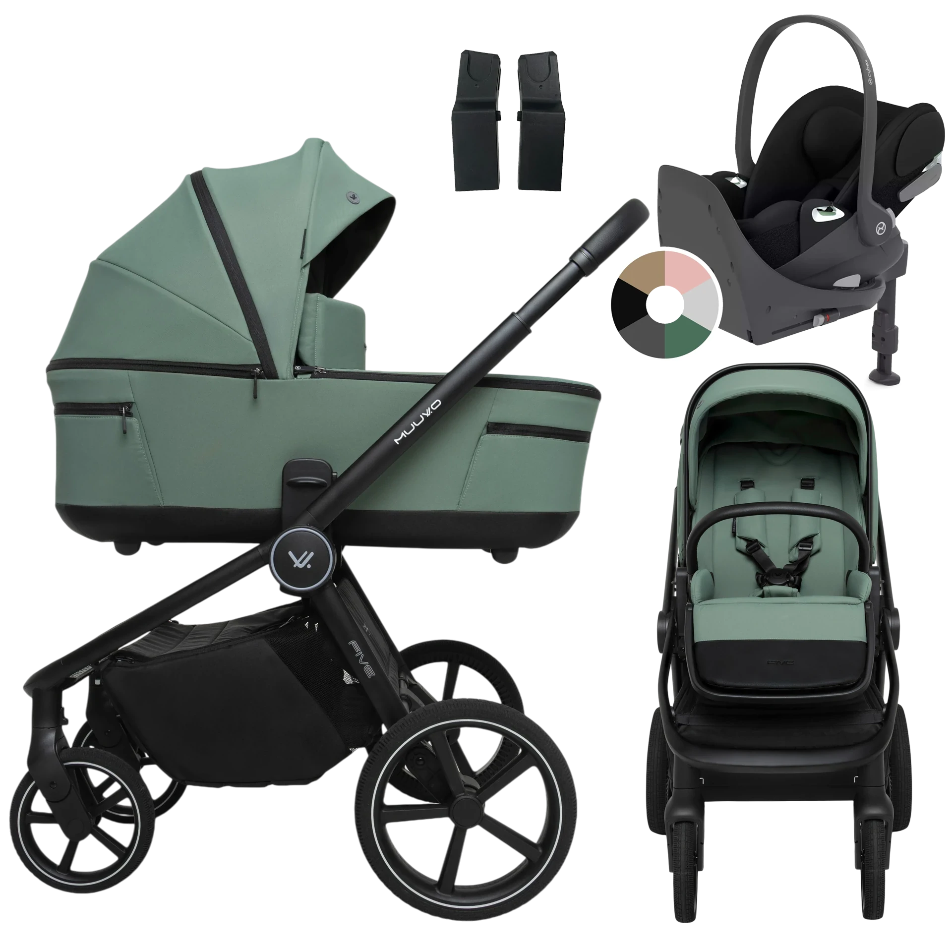Muuvo Five + Cybex Cloud T + baza T +GRATIS - 4w1 | Pine Green