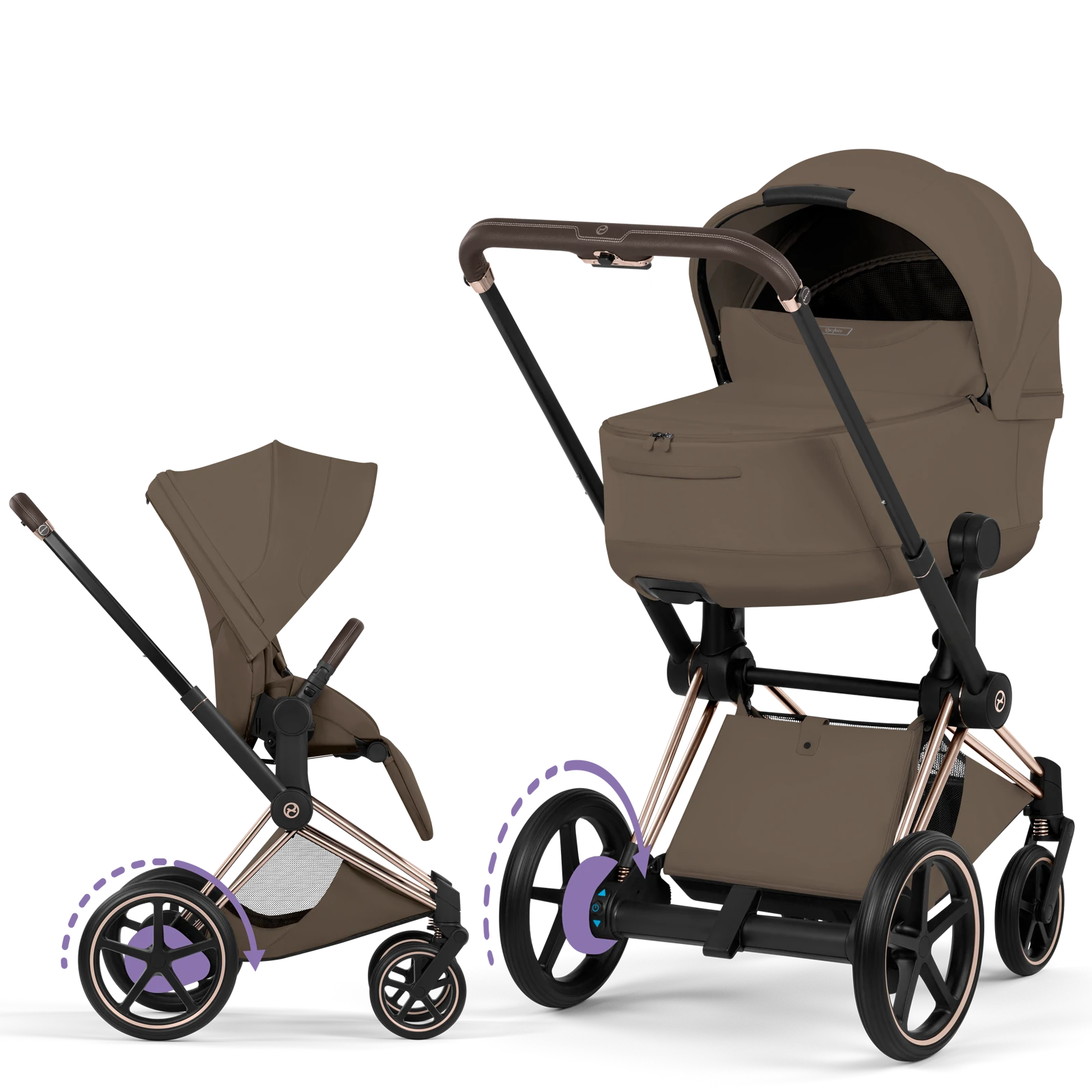Cybex e-Priam 5.0 - wózek 2w1 | Coconut Brown - Rosegold (Style)
