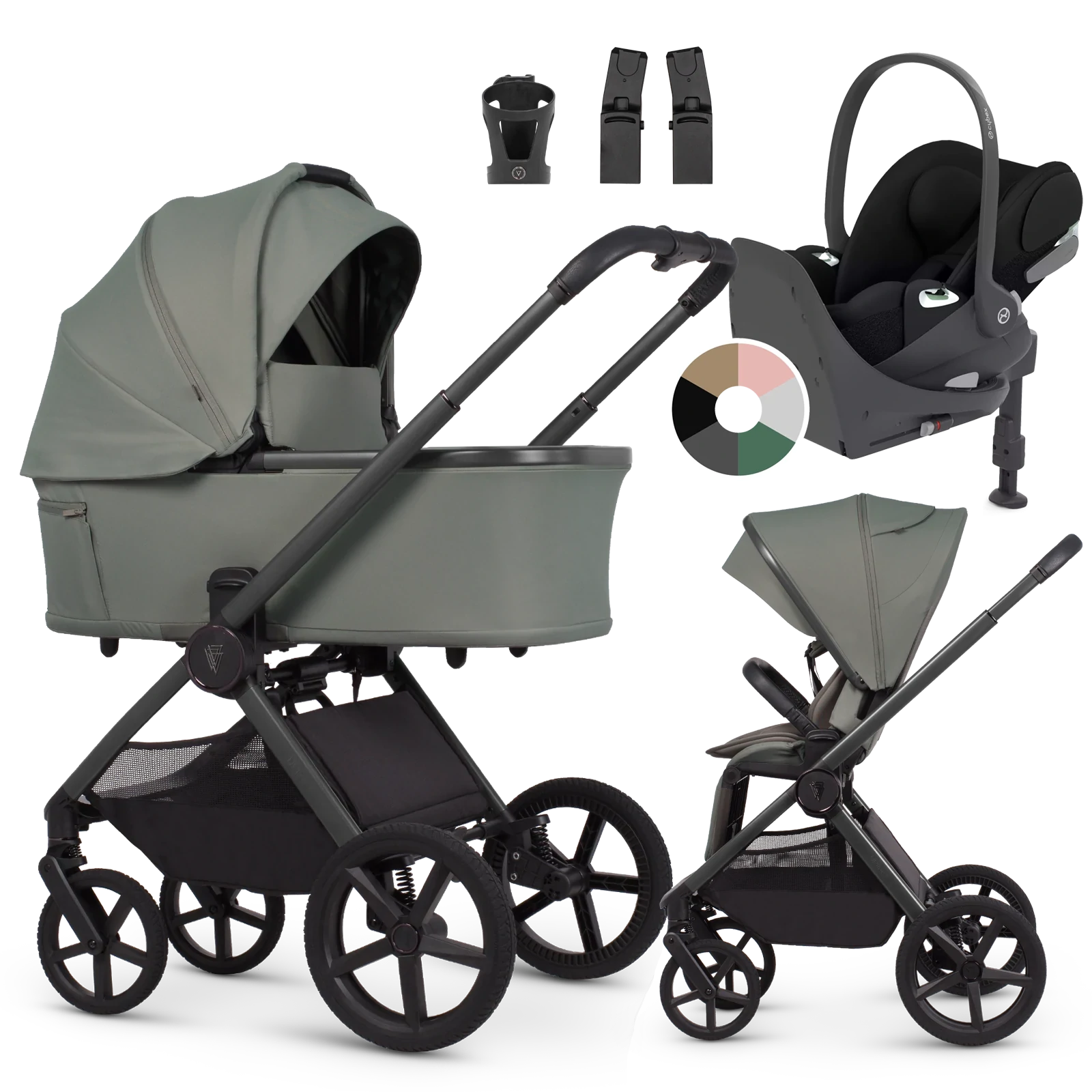 Venicci Upline 3 + Cybex Cloud T + baza T + AKCESORIA - 4w1 | Aloe