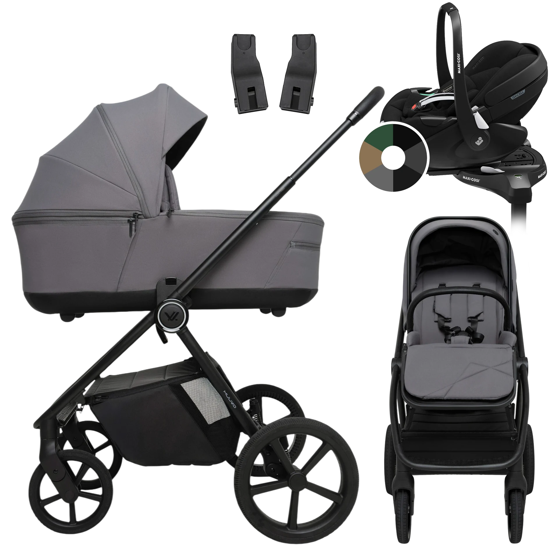 Muuvo One + Maxi-Cosi Pebble 360 Pro2 + baza +GRATIS - 4w1 | Gris