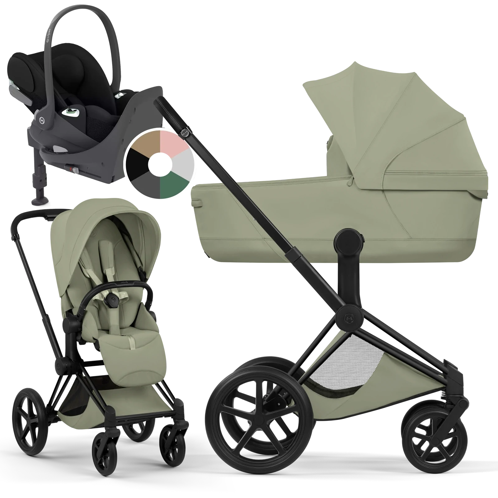 Cybex Priam 5.0 - wózek 4w1 | Sage Green - Matt Black (Style)
