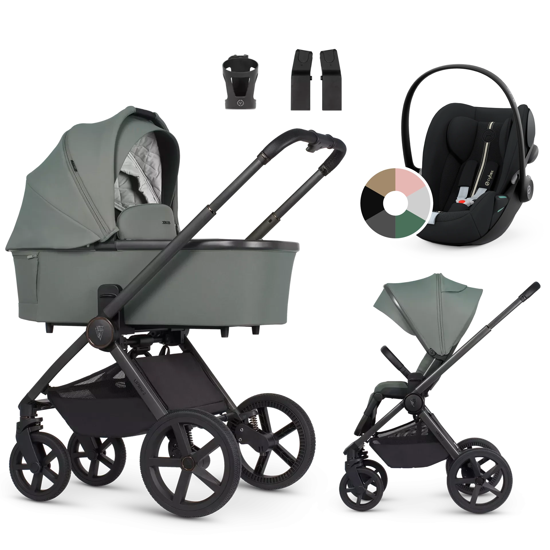 Venicci Upline 2 + Cybex Cloud G i-Size +AKCESORIA - 3w1 | Aloe