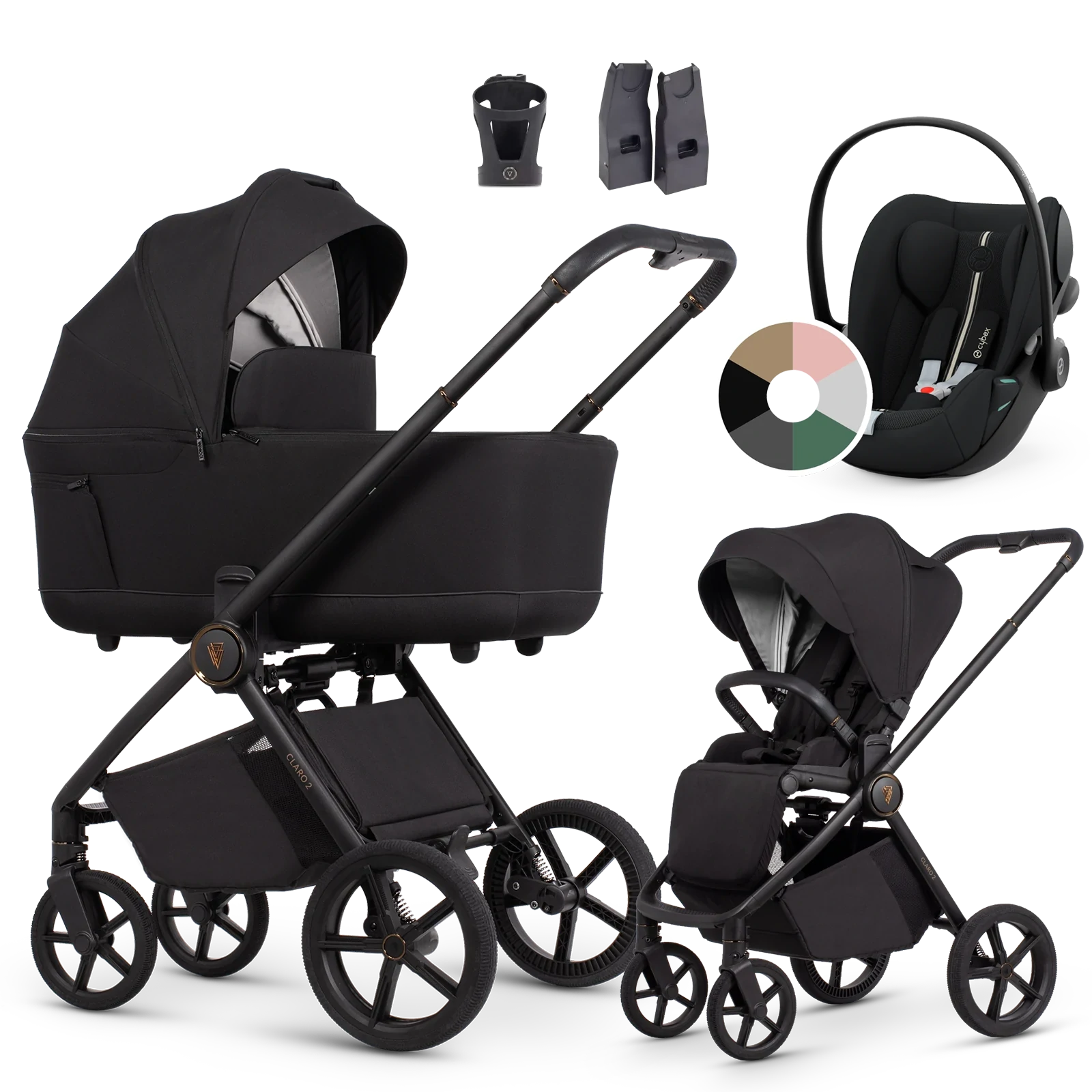 Venicci Claro 2 + Cybex Cloud G3 i-Size + AKCESORIA - 3w1 | Noir