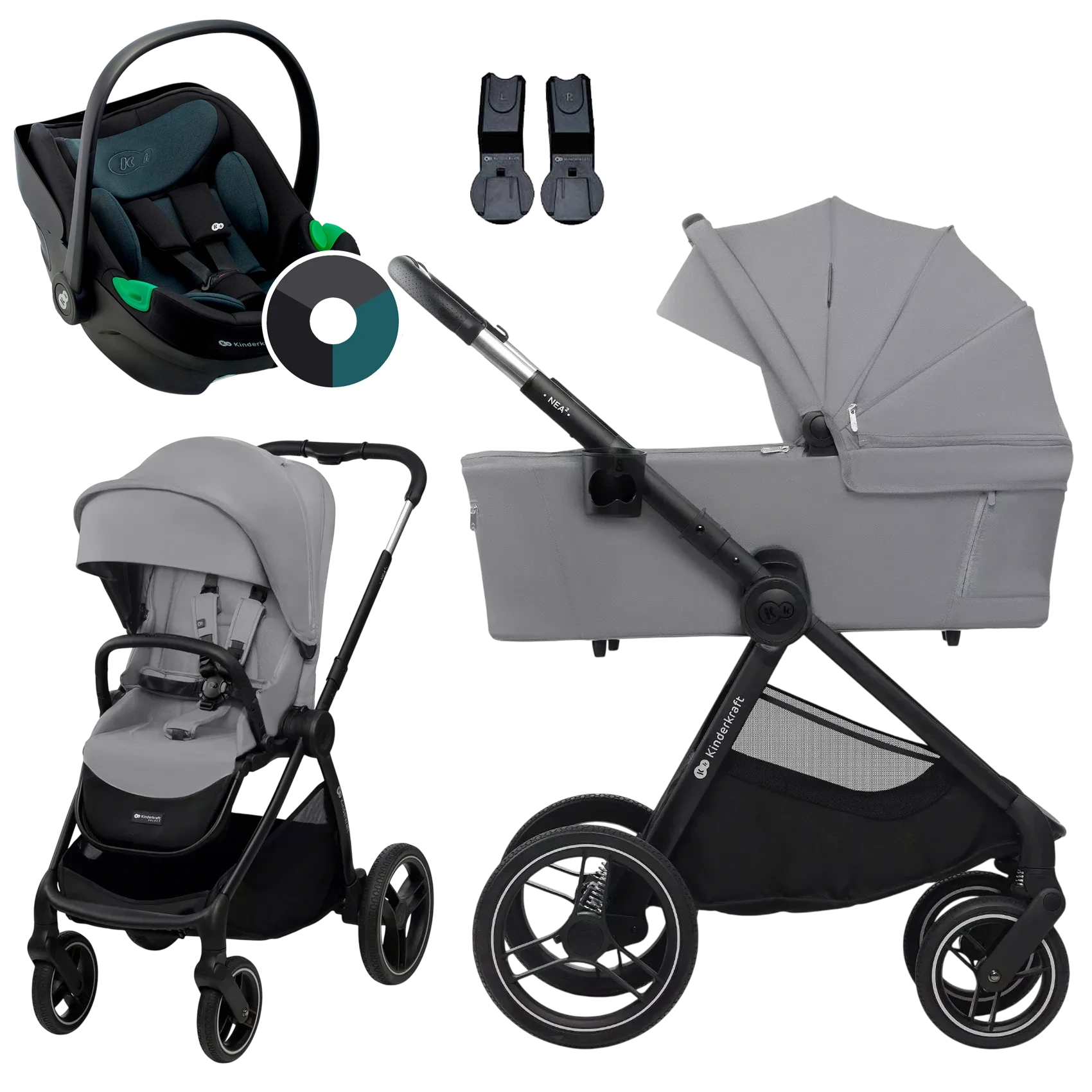 Kinderkraft Nea 2 + Kinderkraft i-Care +GRATIS - 3w1 | Platinum Grey