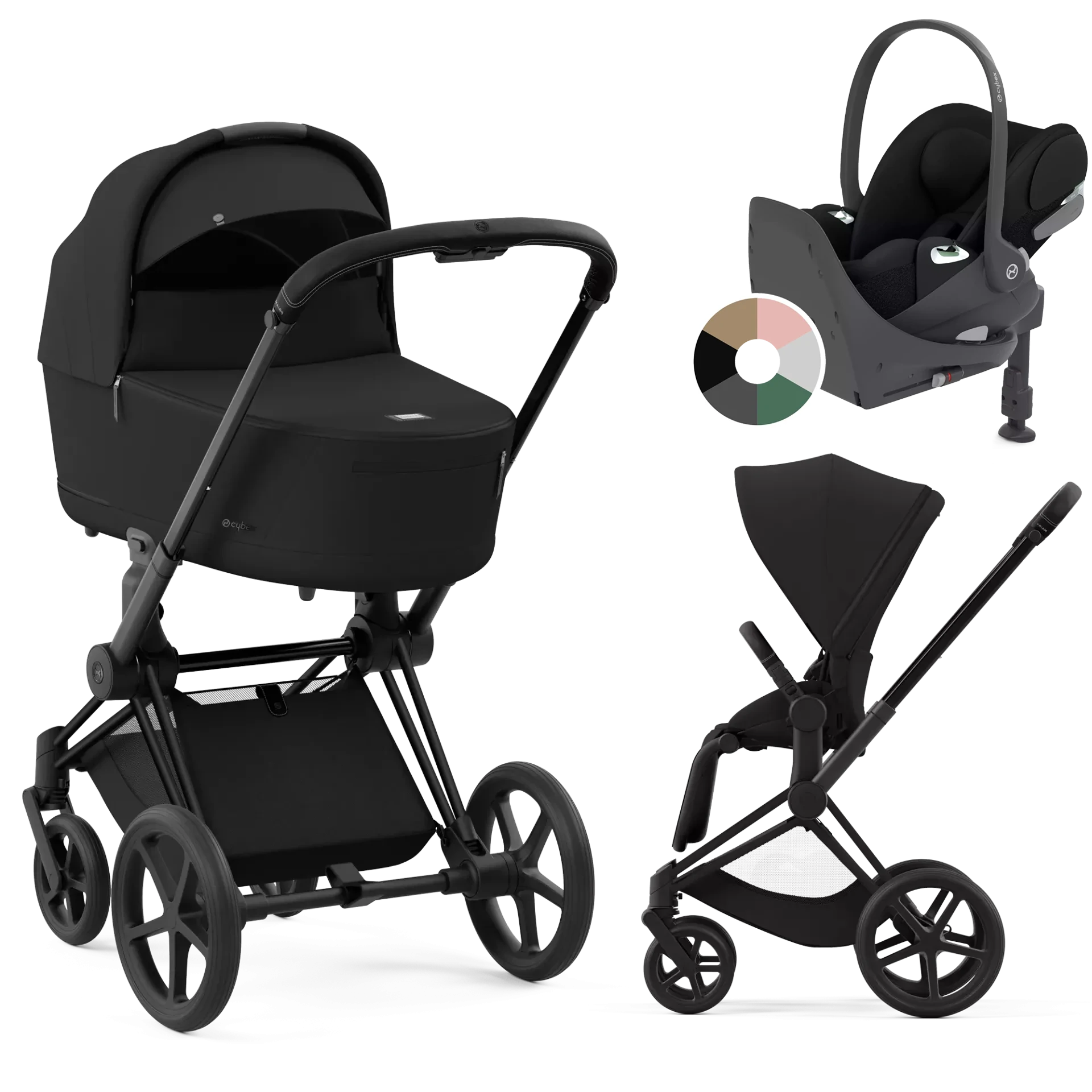 Cybex Priam 4.0 + Cybex Cloud T i-Size + baza T - 4w1 | Sepia Black (Matt Black Frame)