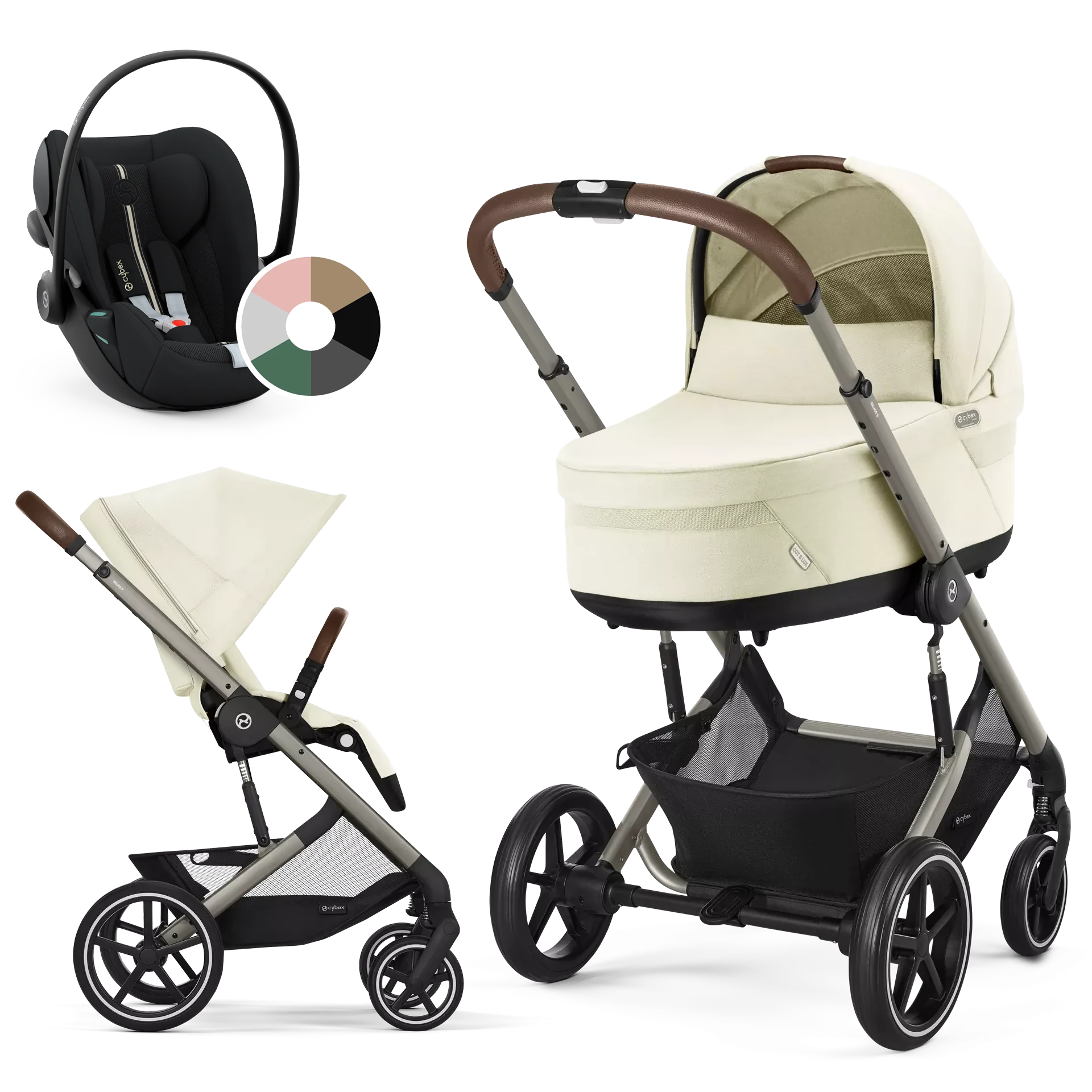 Cybex Balios S Lux + Cybex Cloud G i-Size - wózek 3w1 | Seashell Beige