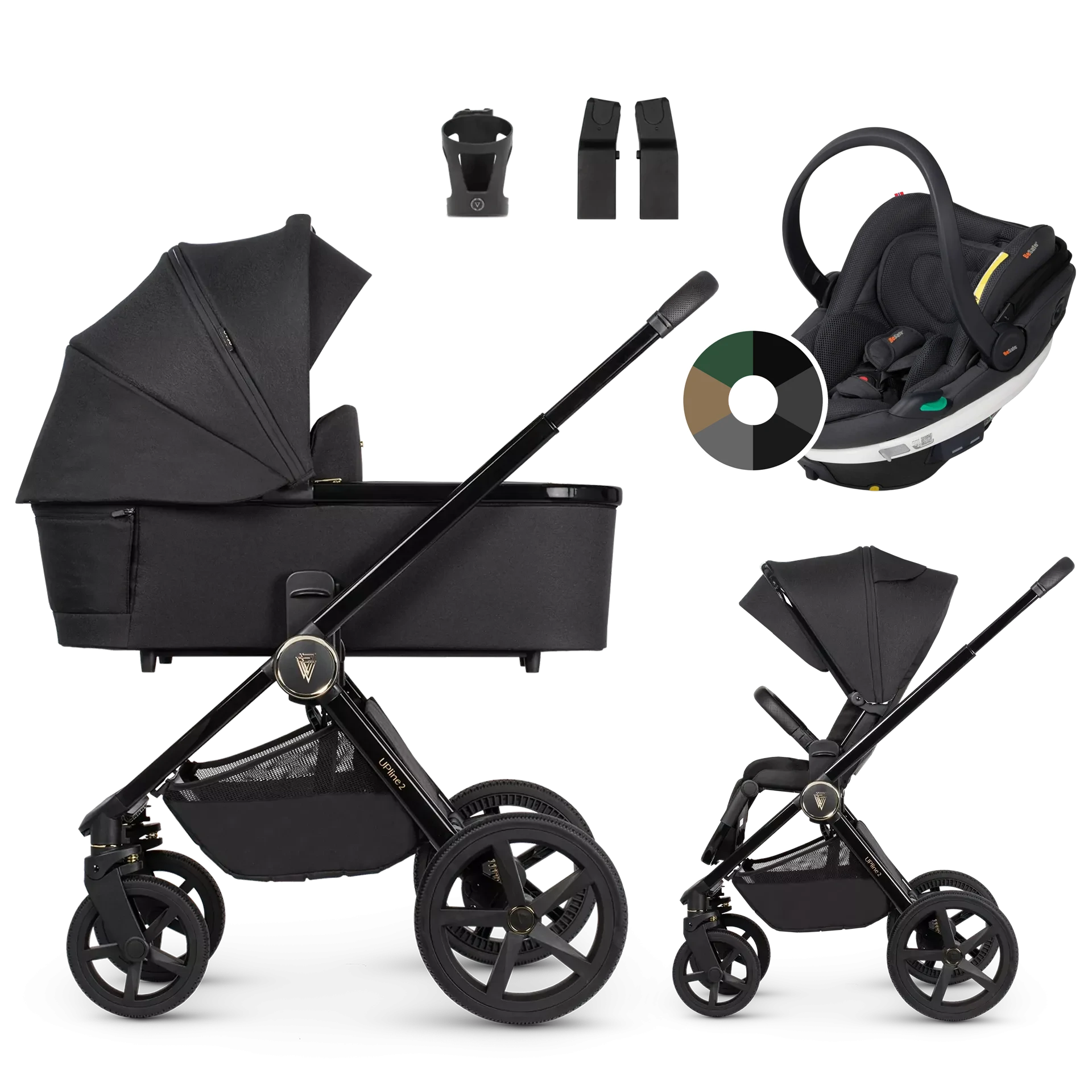 Venicci Upline 2 + BeSafe Go Beyond +AKCESORIA - 3w1 | All Black