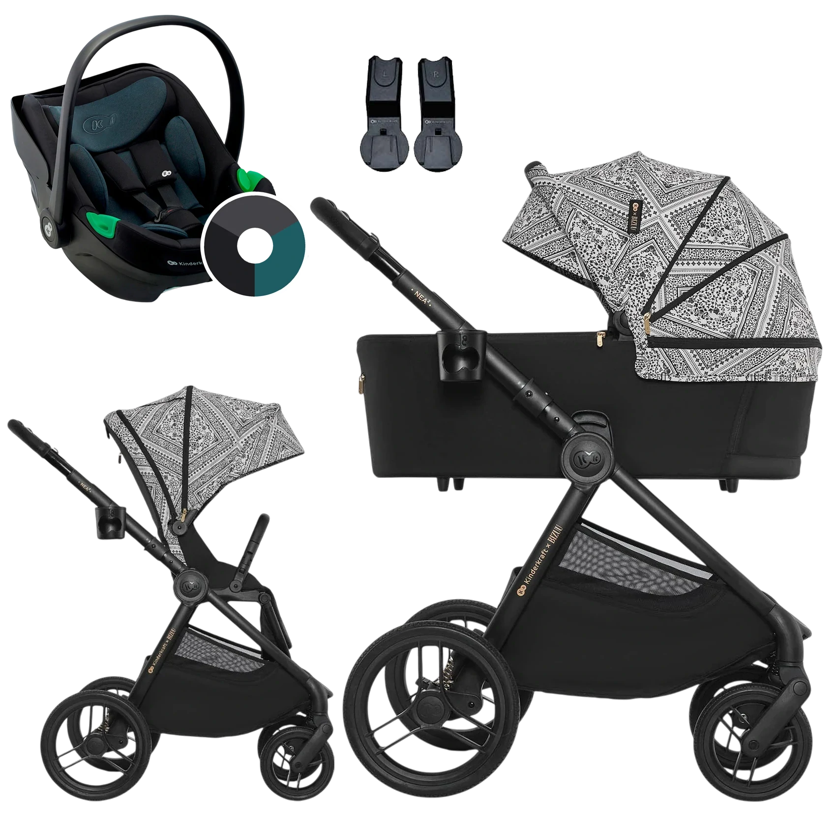 Kinderkraft Nea 2 + Kinderkraft i-Care +GRATIS - 3w1 | Lunar Black (Kinderkraft x Bizuu)