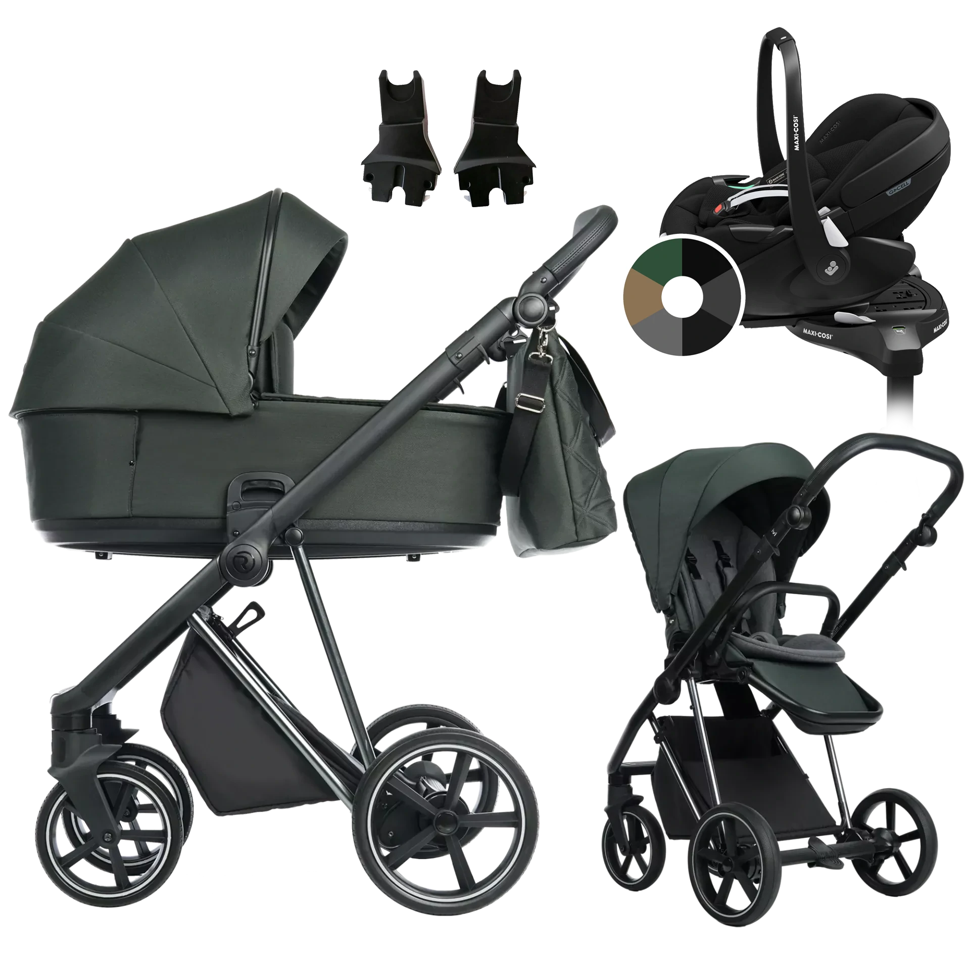 Roan Ivi 2.0 + Maxi-Cosi Pebble 360 Pro2 + baza +GRATIS - 4w1 | Black Forest