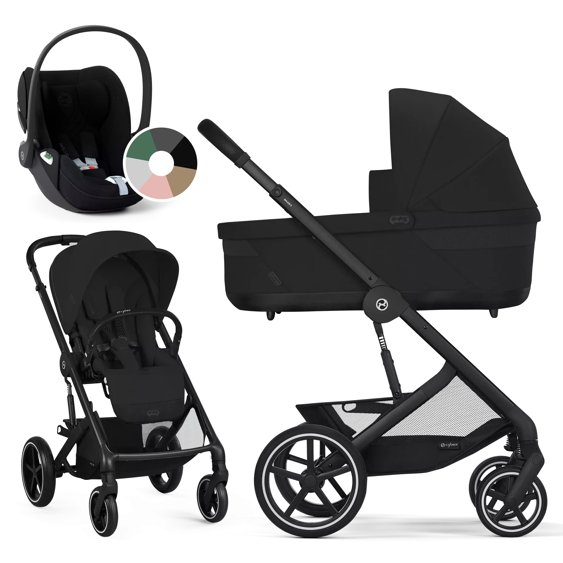 Cybex Balios S Lux + Cybex Cloud T i-Size - wózek 3w1 | Moon Black