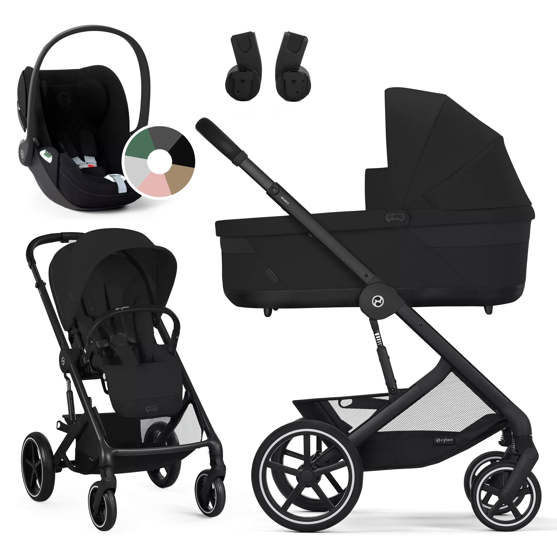 Cybex Balios S Lux + Cybex Cloud T i-Size - wózek 3w1 | Moon Black