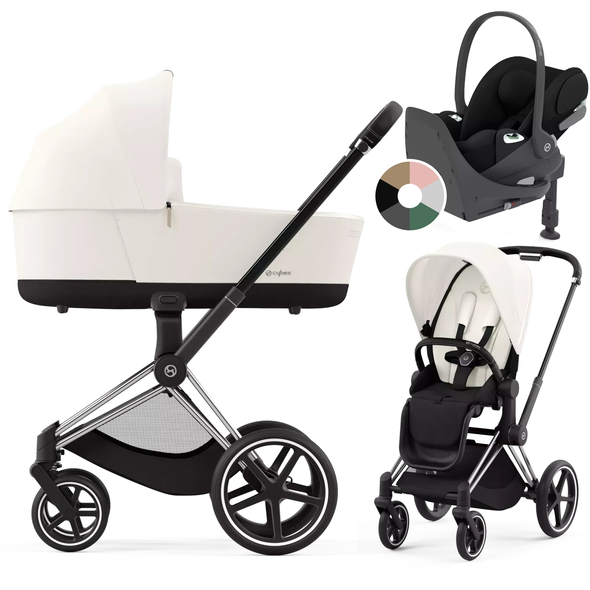 Cybex Priam 4.0 + Cybex Cloud T i-Size + baza T - 4w1 | Off White (Chrome Black Frame)