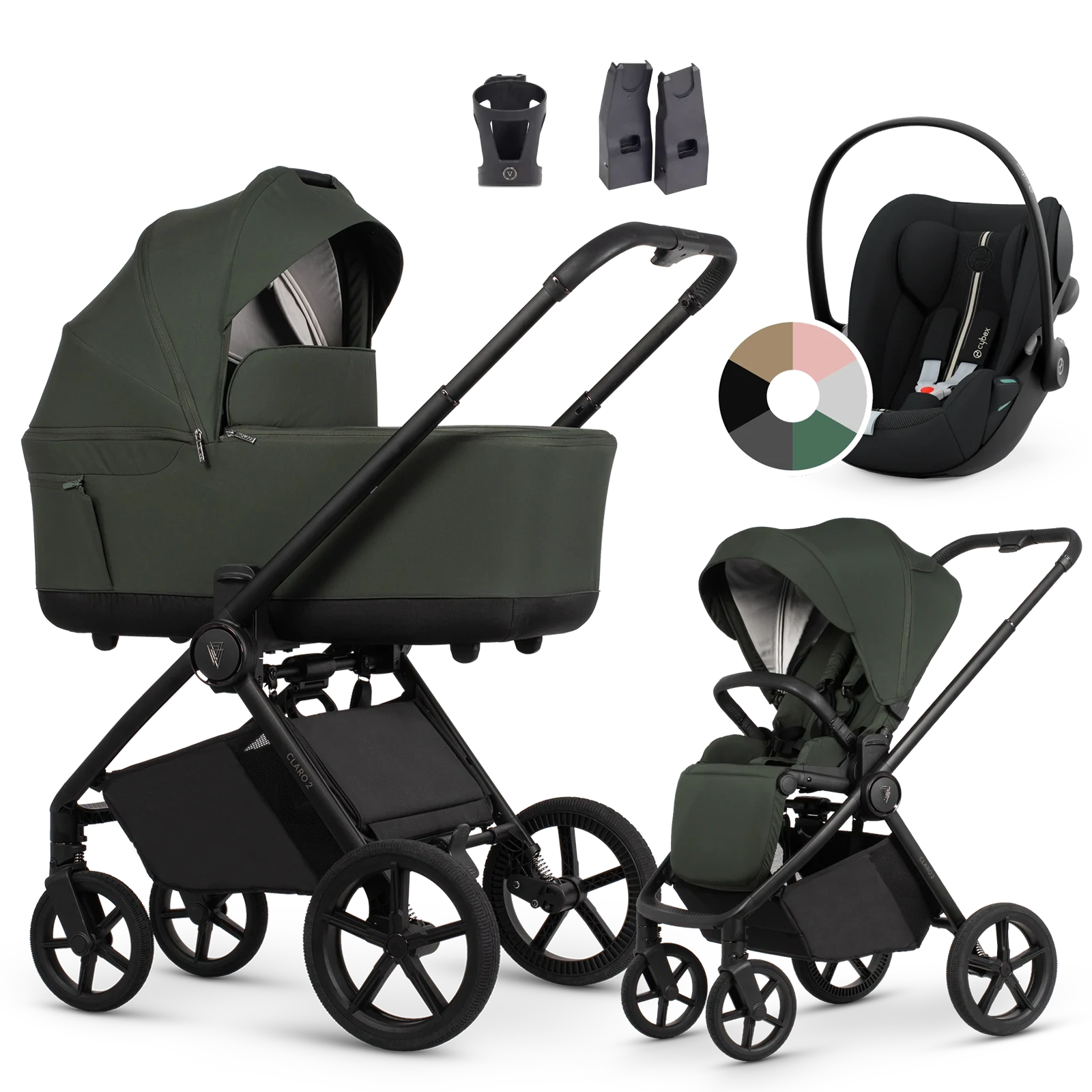 Venicci Claro 2 + Cybex Cloud G3 i-Size + AKCESORIA - 3w1 | Forest