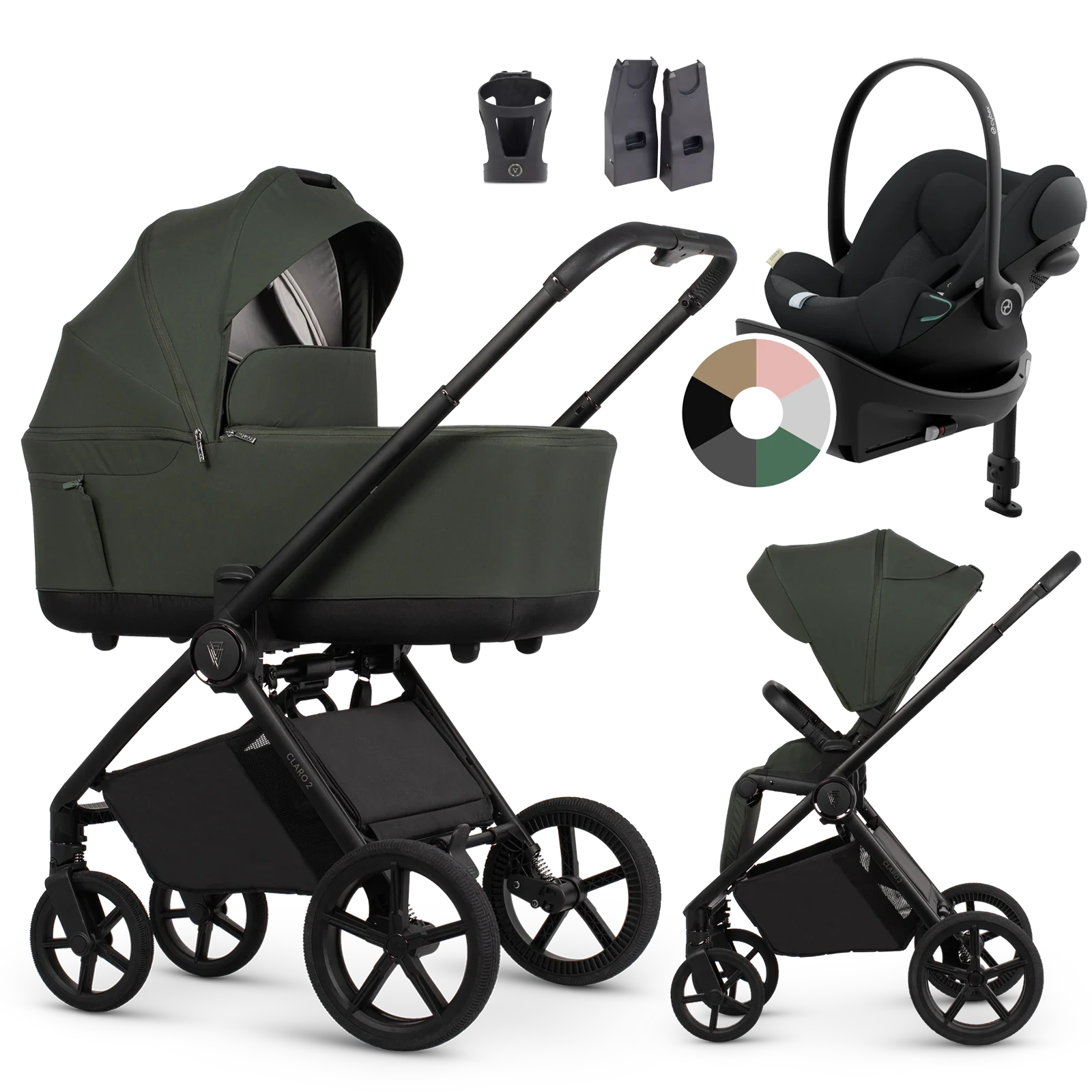 Venicci Claro 2 + Cybex Cloud G3 + baza G3 + AKCESORIA - 4w1 | Forest