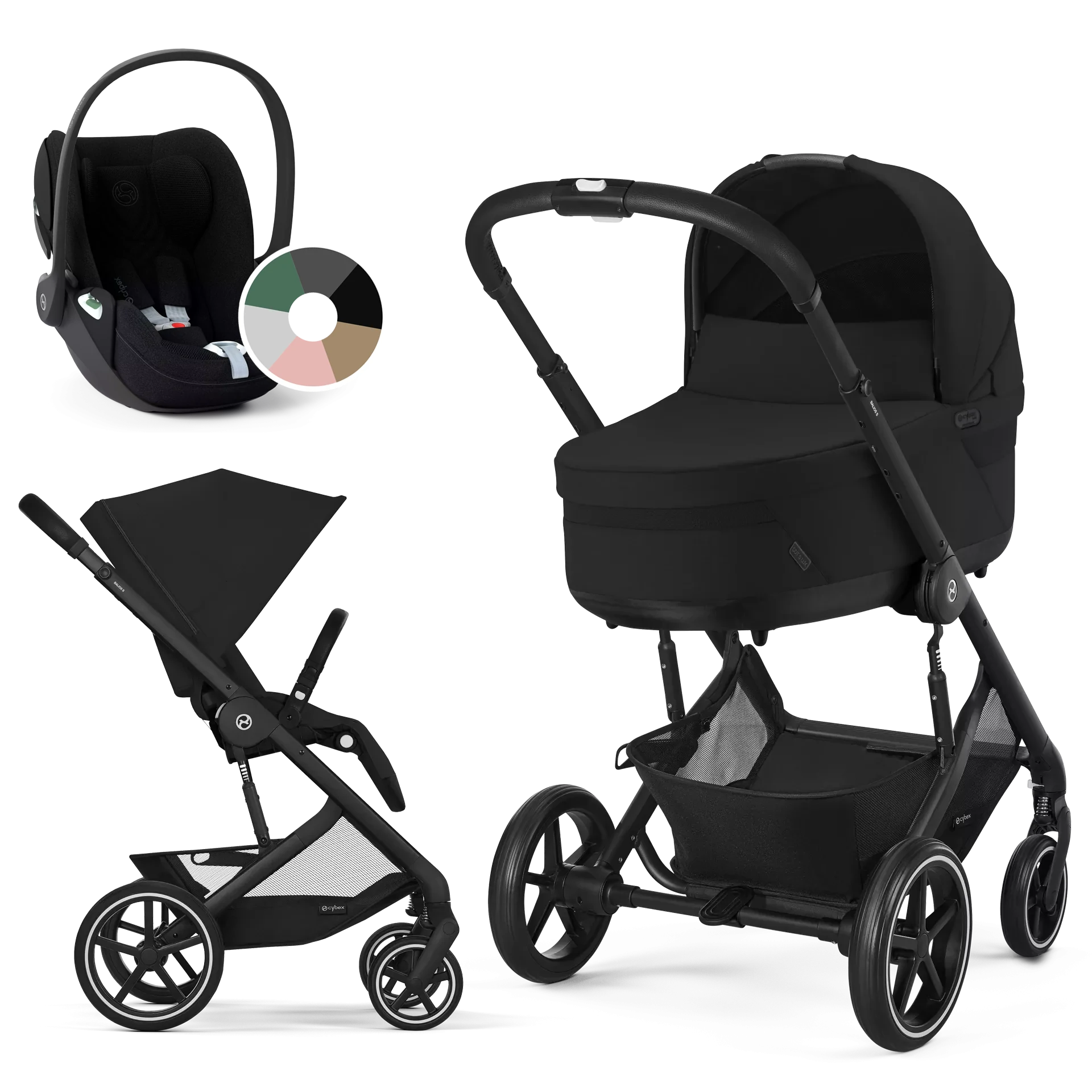 Cybex Balios S Lux + Cybex Cloud T i-Size - wózek 3w1 | Moon Black