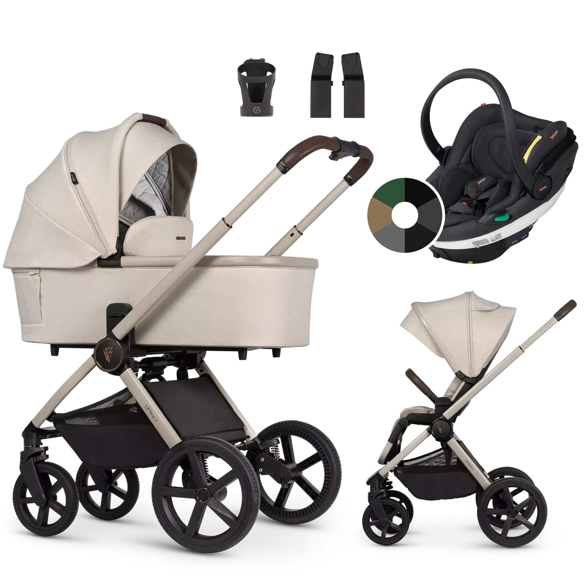 Venicci Upline 2 + BeSafe Go Beyond +AKCESORIA - 3w1 | Stone Beige