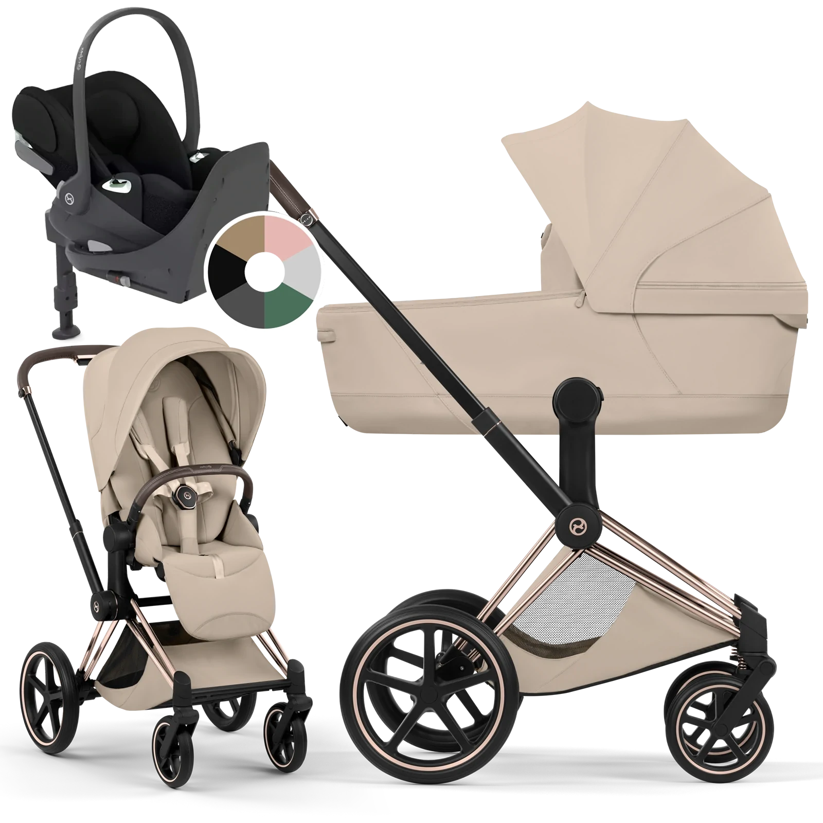 Cybex Priam 5.0 - wózek 4w1 | Cozy Beige - Rosegold (Style)