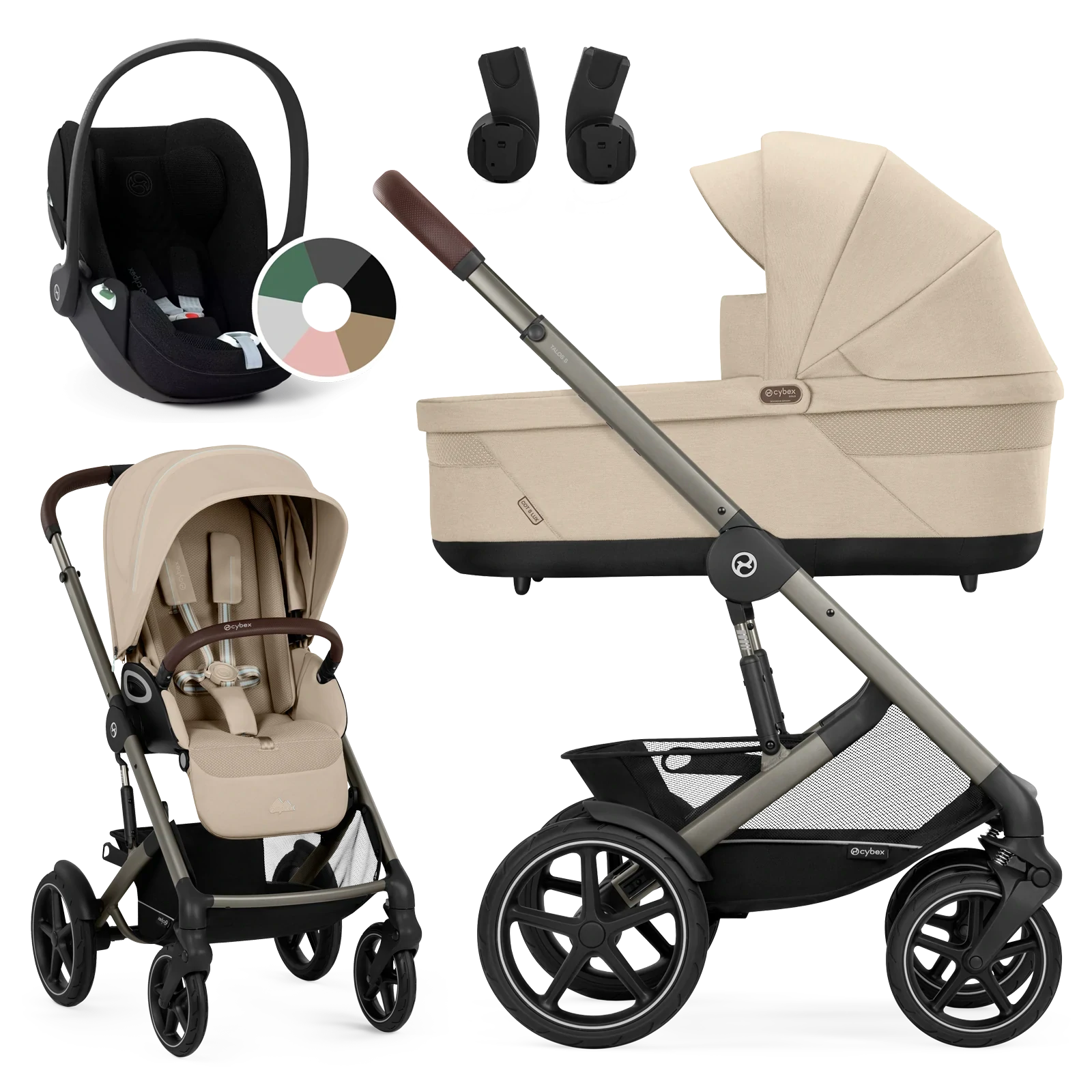 Cybex Talos S Lux + Cybex Cloud T i-Size - wózek 3w1 | Almond Beige