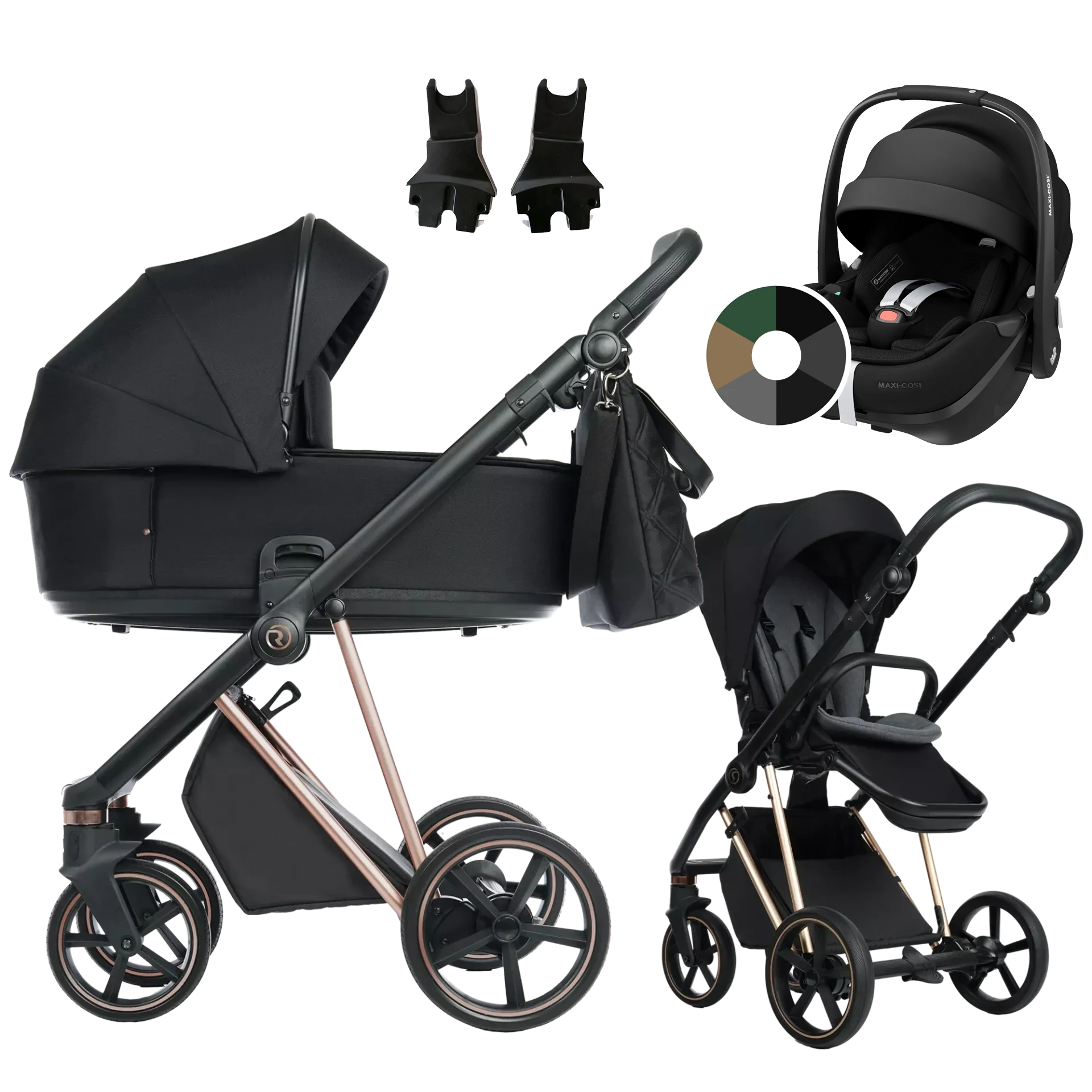 Roan Ivi 2.0 + Maxi-Cosi Pebble 360 Pro2 +GRATIS - 3w1 | Raven Rosegold