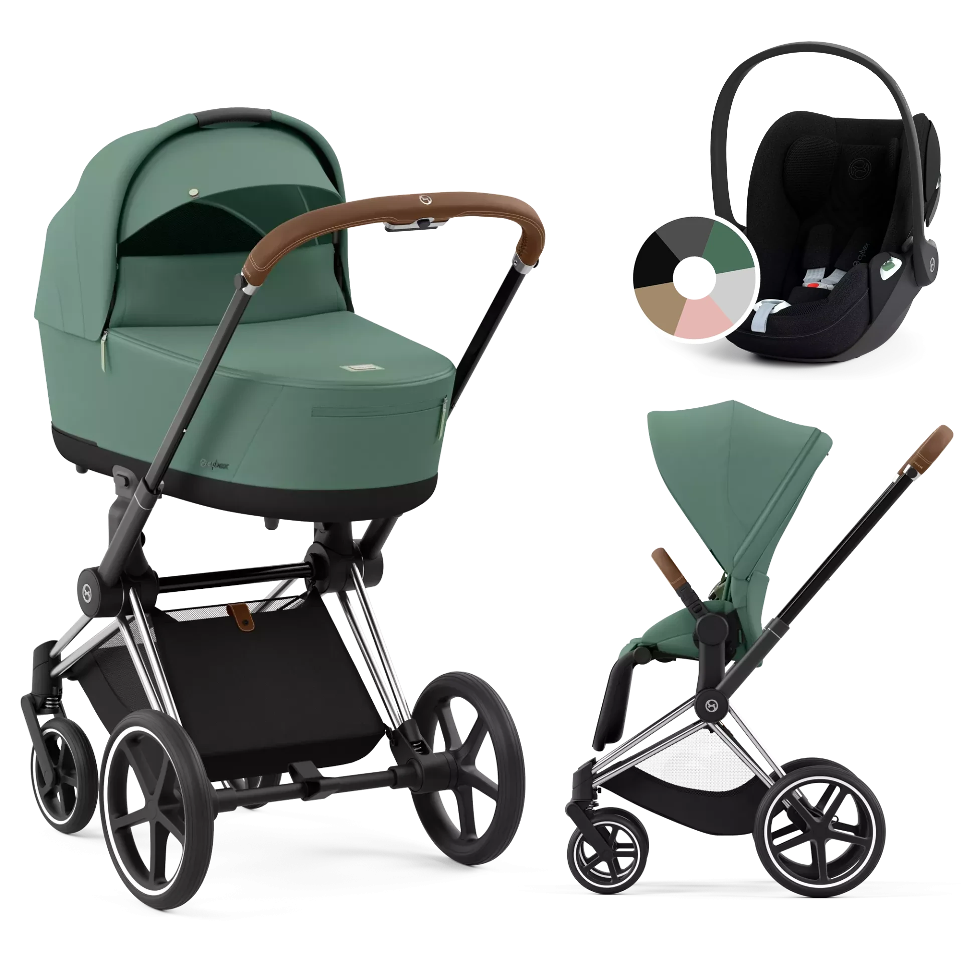 Cybex Priam 4.0 + Cybex Cloud T i-Size - 3w1 | Leaf Green (Chrome Brown Frame)