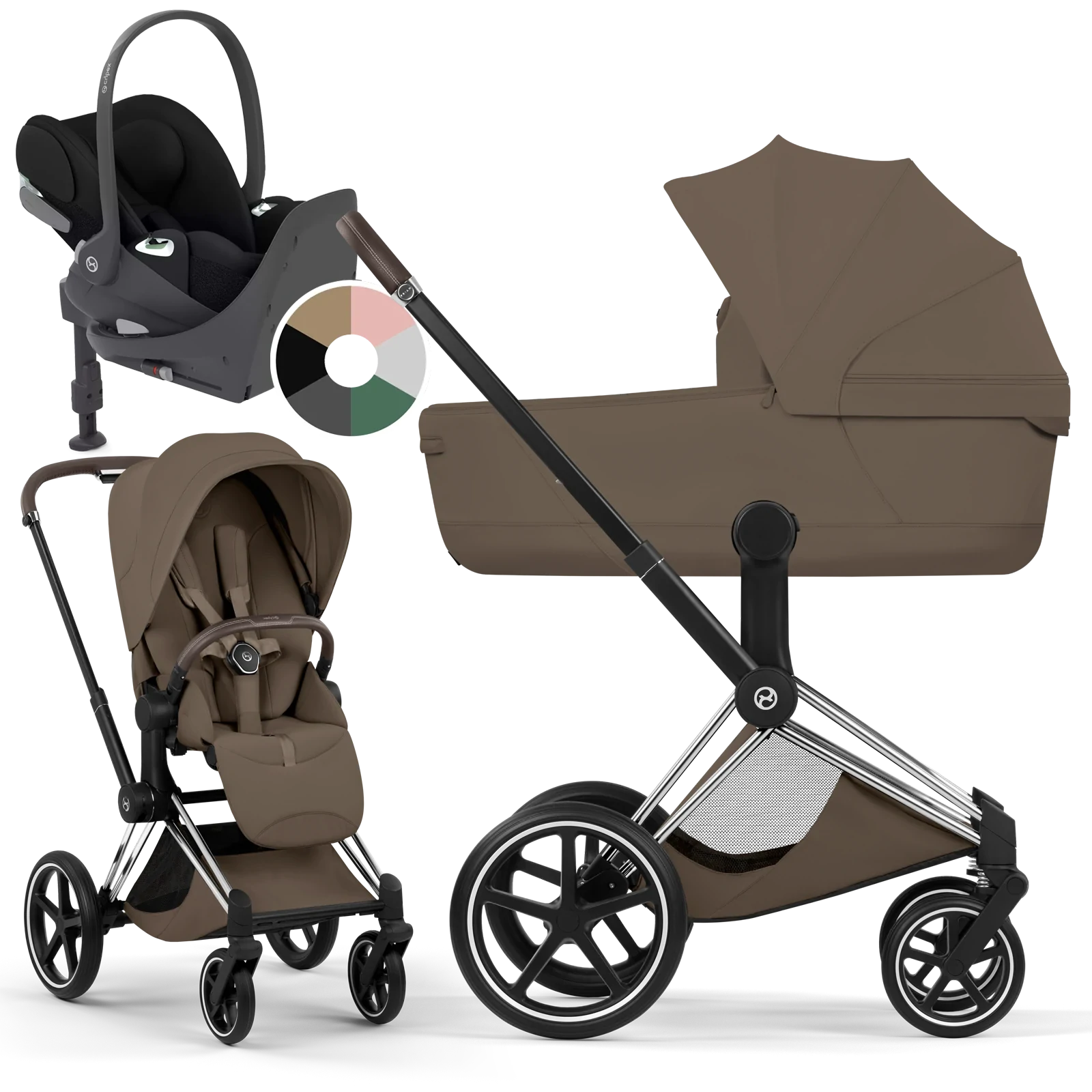 Cybex Priam 5.0 - wózek 4w1 | Coconut Brown - Chrome (Style)