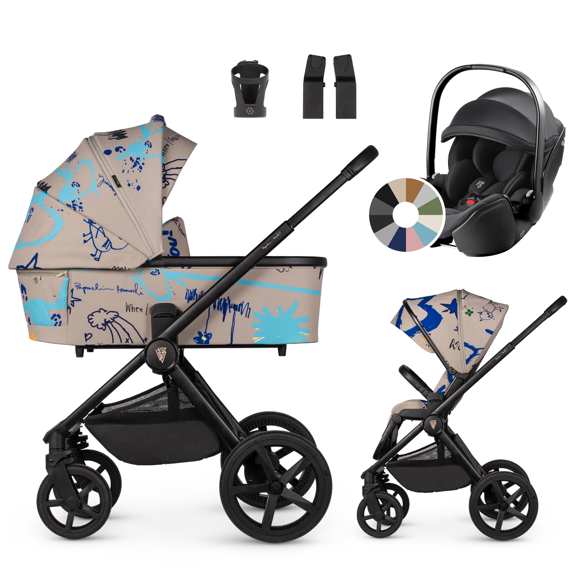 Venicci Upline 2 + Britax Römer Baby-Safe Pro +AKCESORIA - 3w1 | Beige