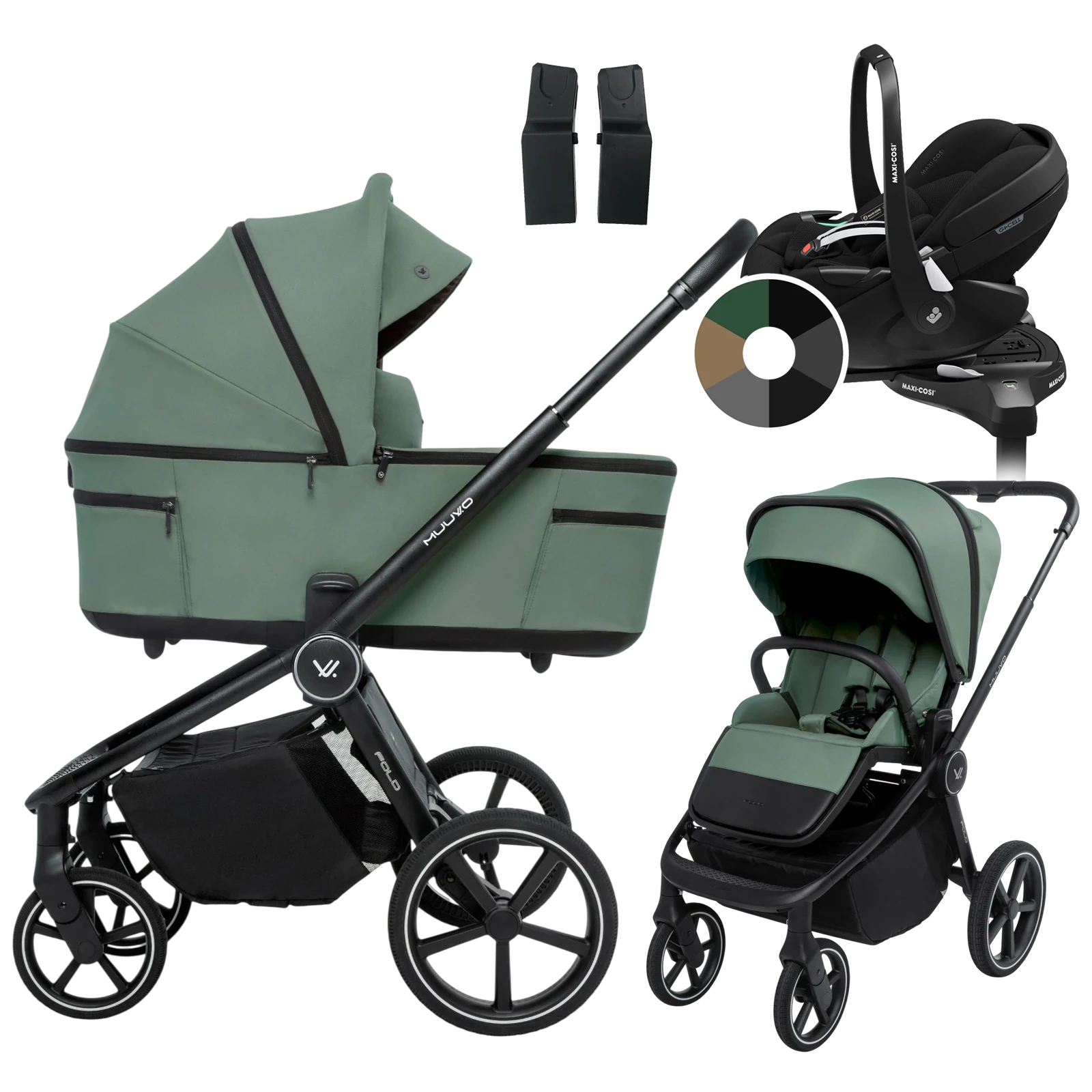 Muuvo Fold + Maxi-Cosi Pebble 360 Pro2 + baza + GRATIS - 4w1 | Pine Green