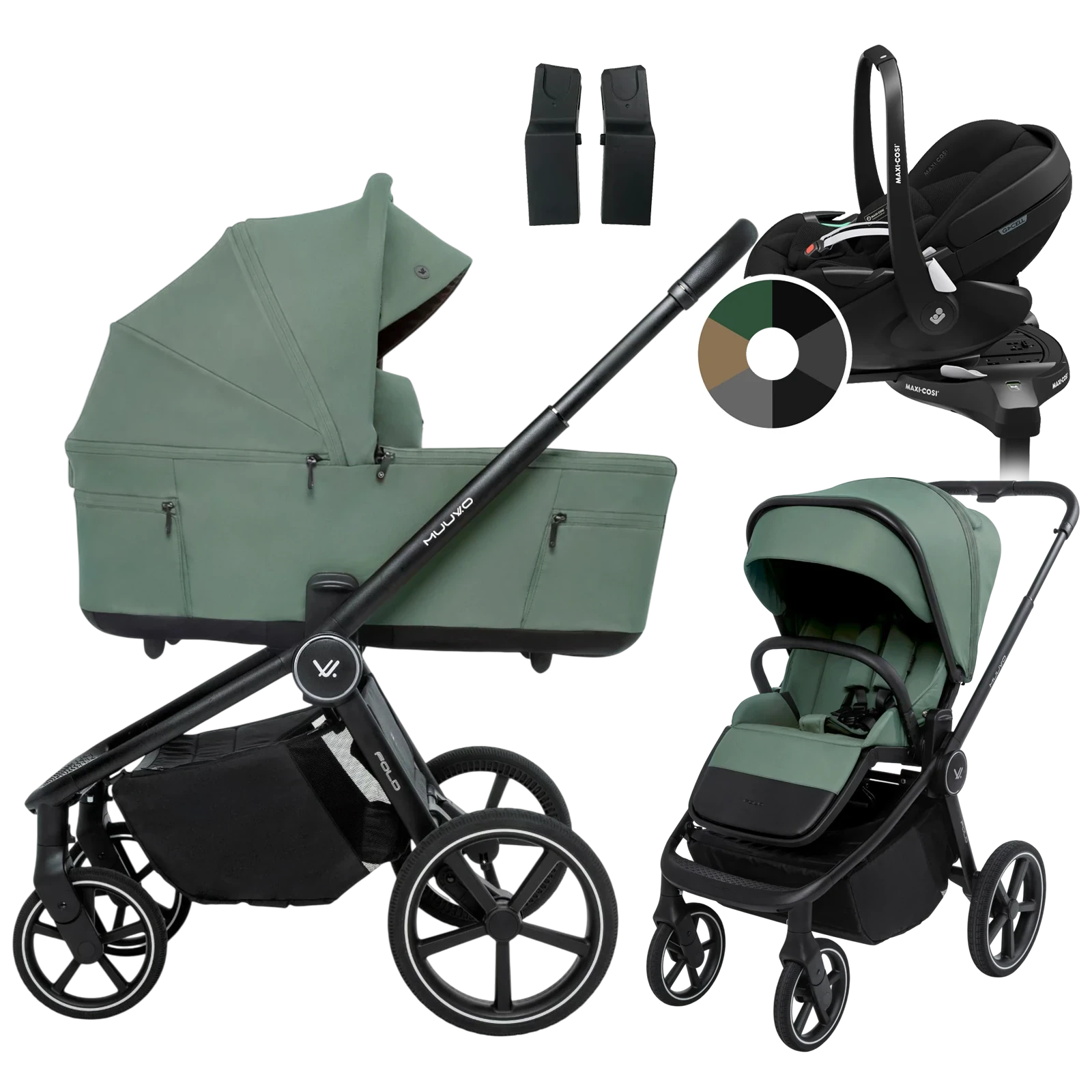 Muuvo Fold + Maxi-Cosi Pebble 360 Pro2 + baza + GRATIS - 4w1 | Pine Green
