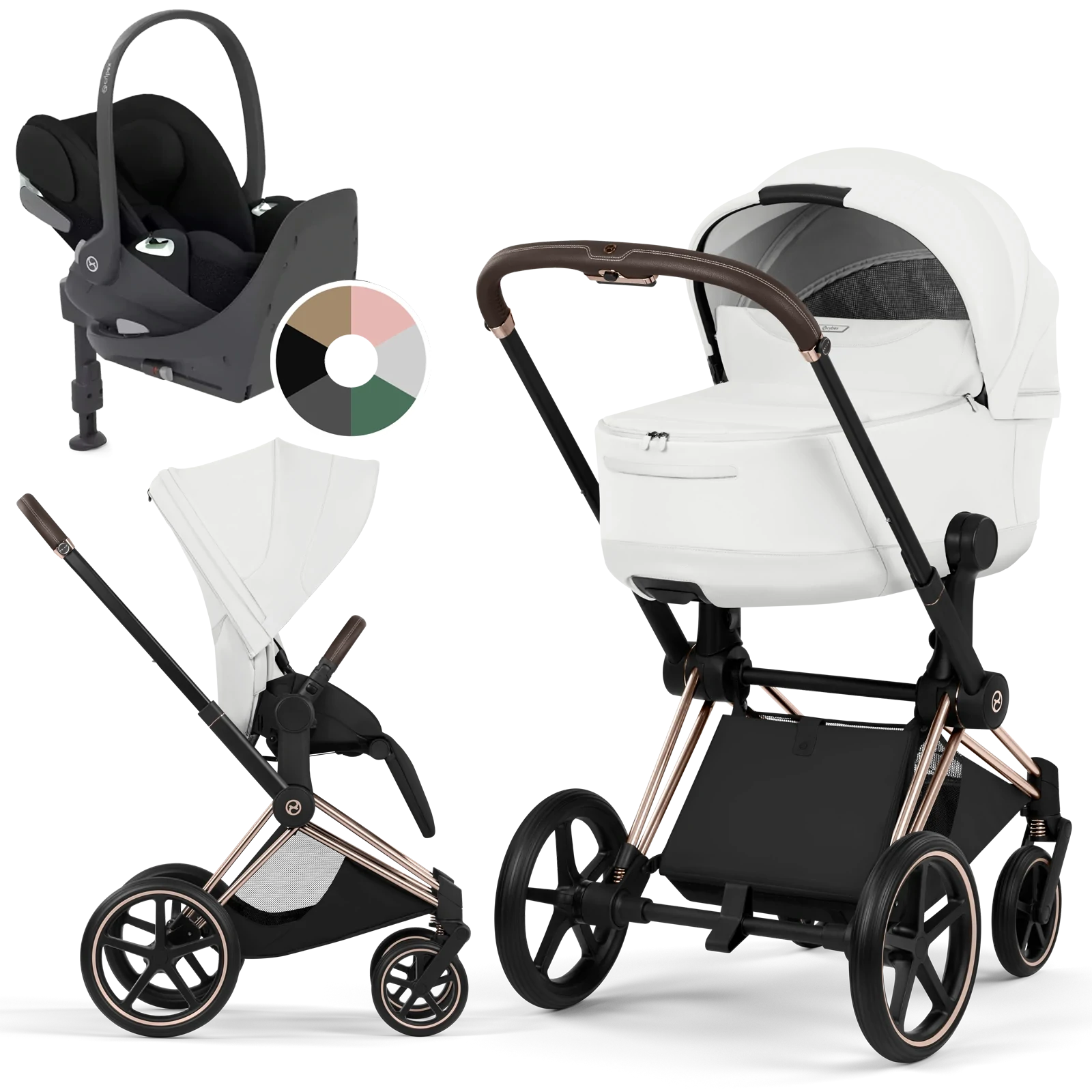 Cybex Priam 5.0 - wózek 4w1 | Off White - Rosegold (Style)