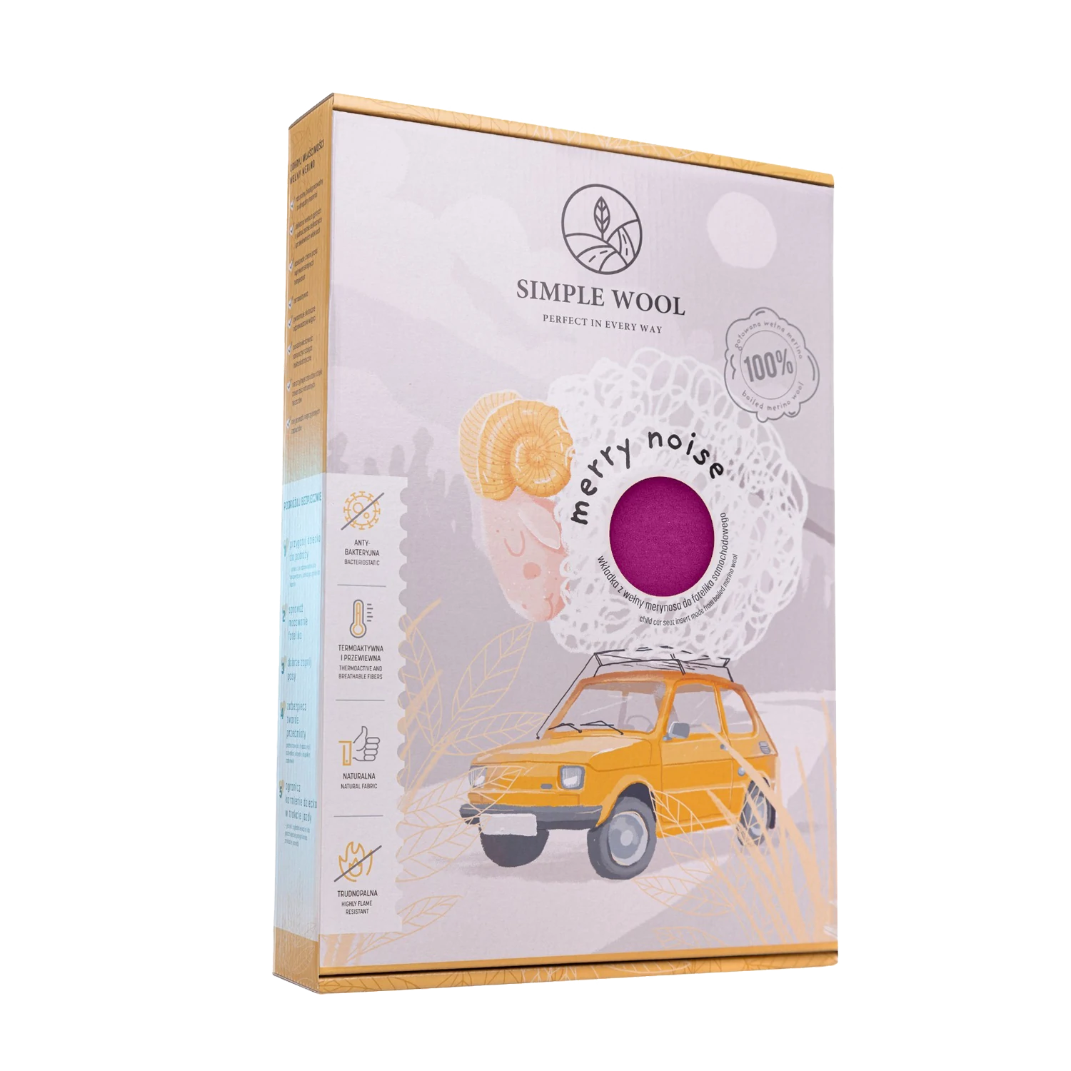 Wkładka Simple Wool do fotelika 0-13 kg | Fuksja