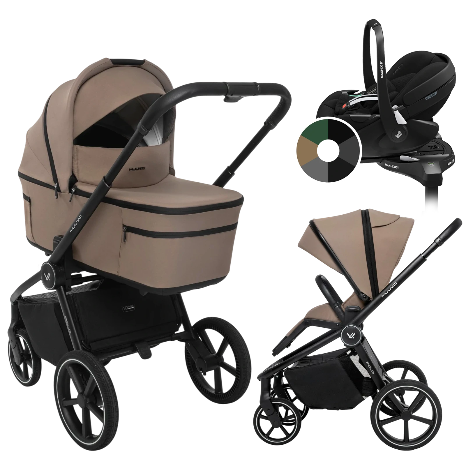 Muuvo Fold + Maxi-Cosi Pebble 360 Pro2 + baza + GRATIS - 4w1 | Mokka