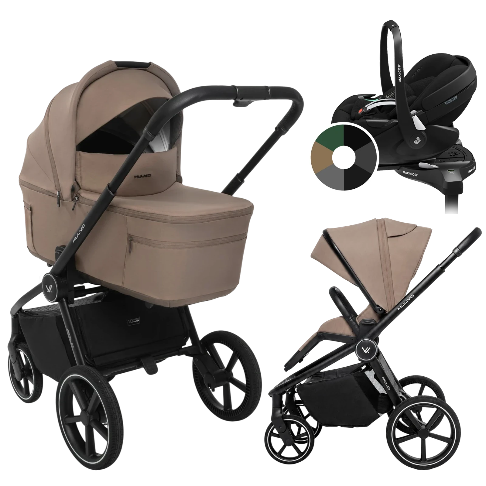 Muuvo Fold + Maxi-Cosi Pebble 360 Pro2 + baza + GRATIS - 4w1 | Mokka
