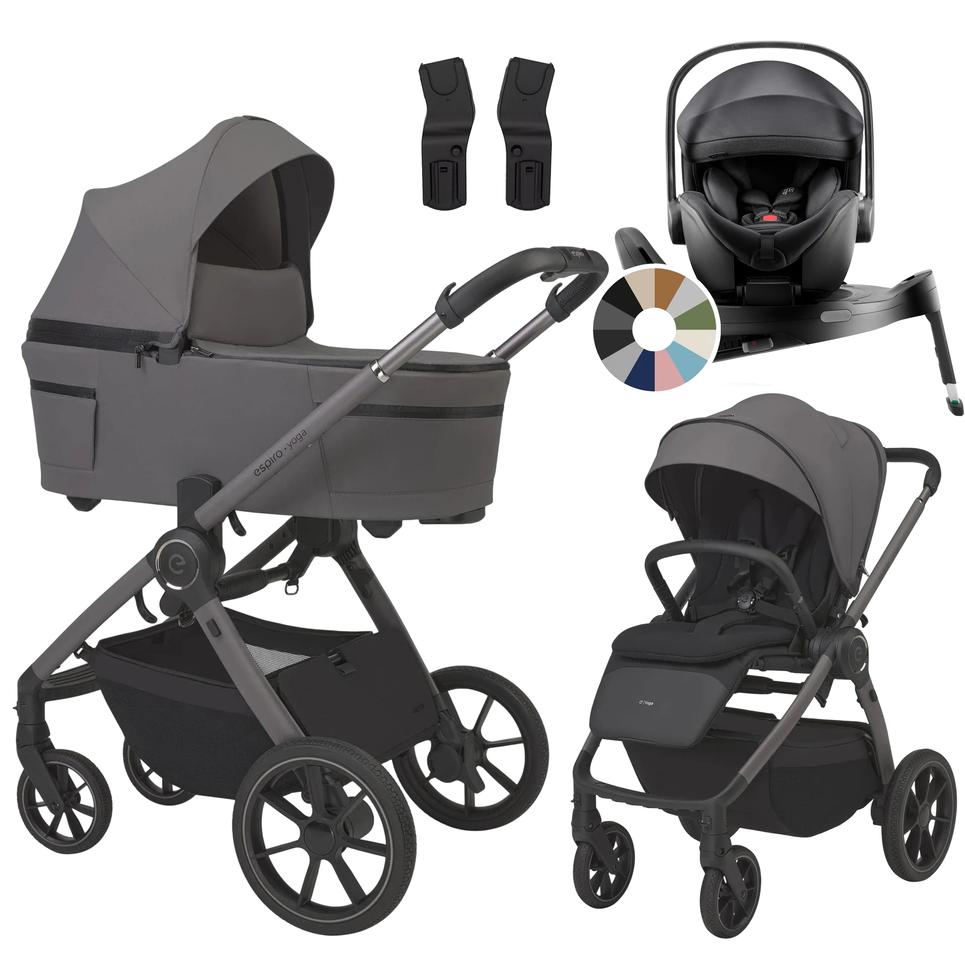 Espiro Yoga 2025 + Britax Römer Baby-Safe Pro + baza Vario 5Z +GRATIS - 4w1 | 217 Gray Zen